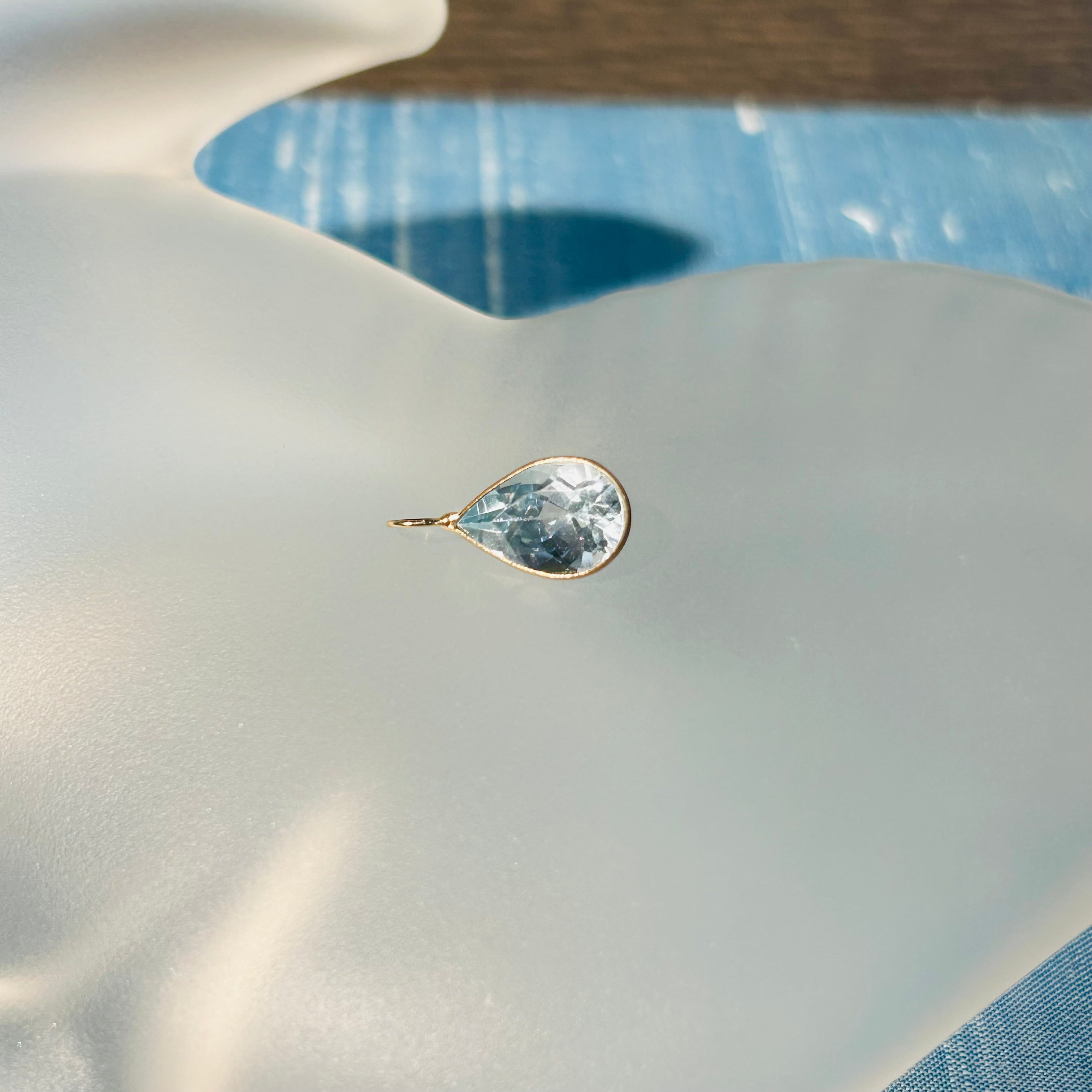Blue Topaz 14K Yellow Gold Charm Pendant