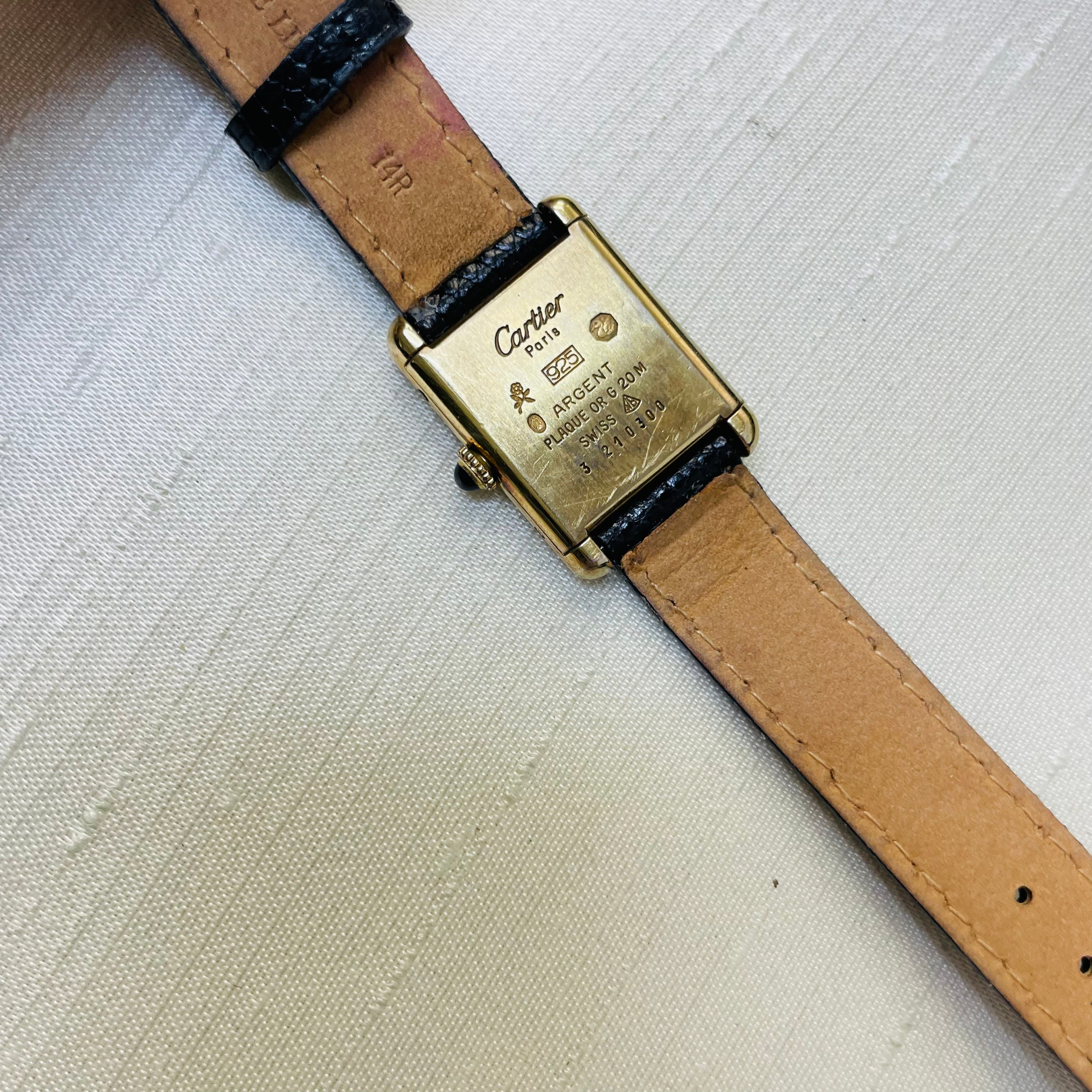 Must de Cartier Wine Face and Strap Tank Watch 23mm.