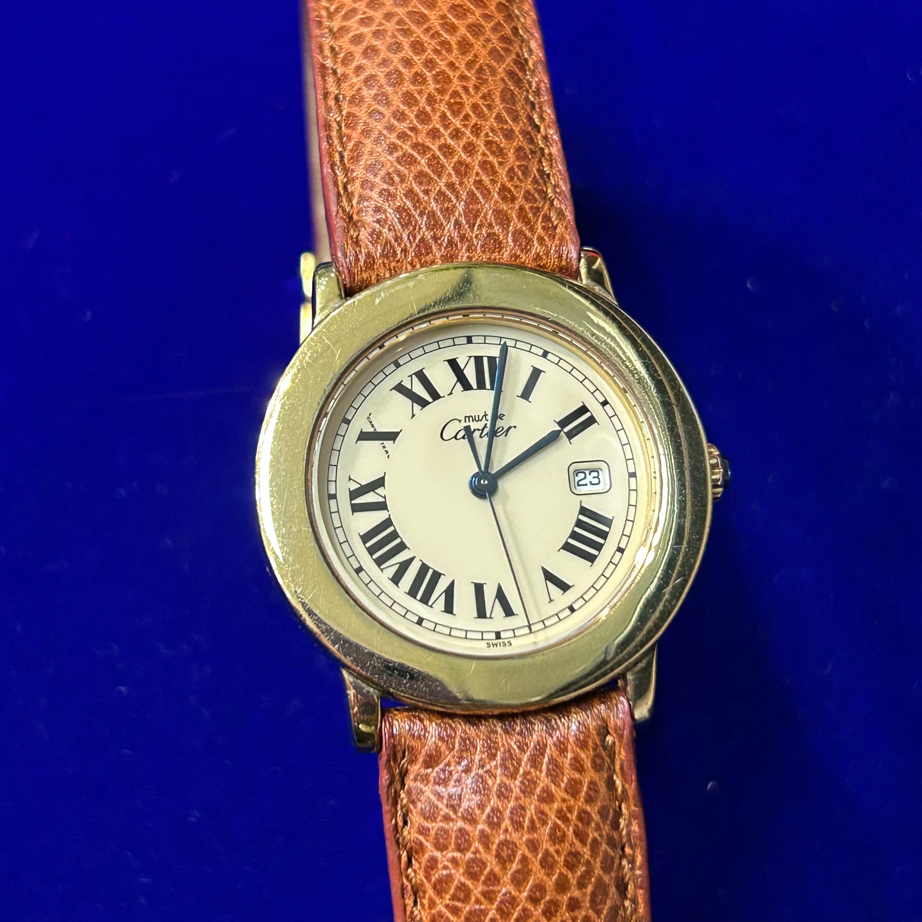 Cartier Must de Cartier 33mm Gold-Plated Quartz Watch 7.5"