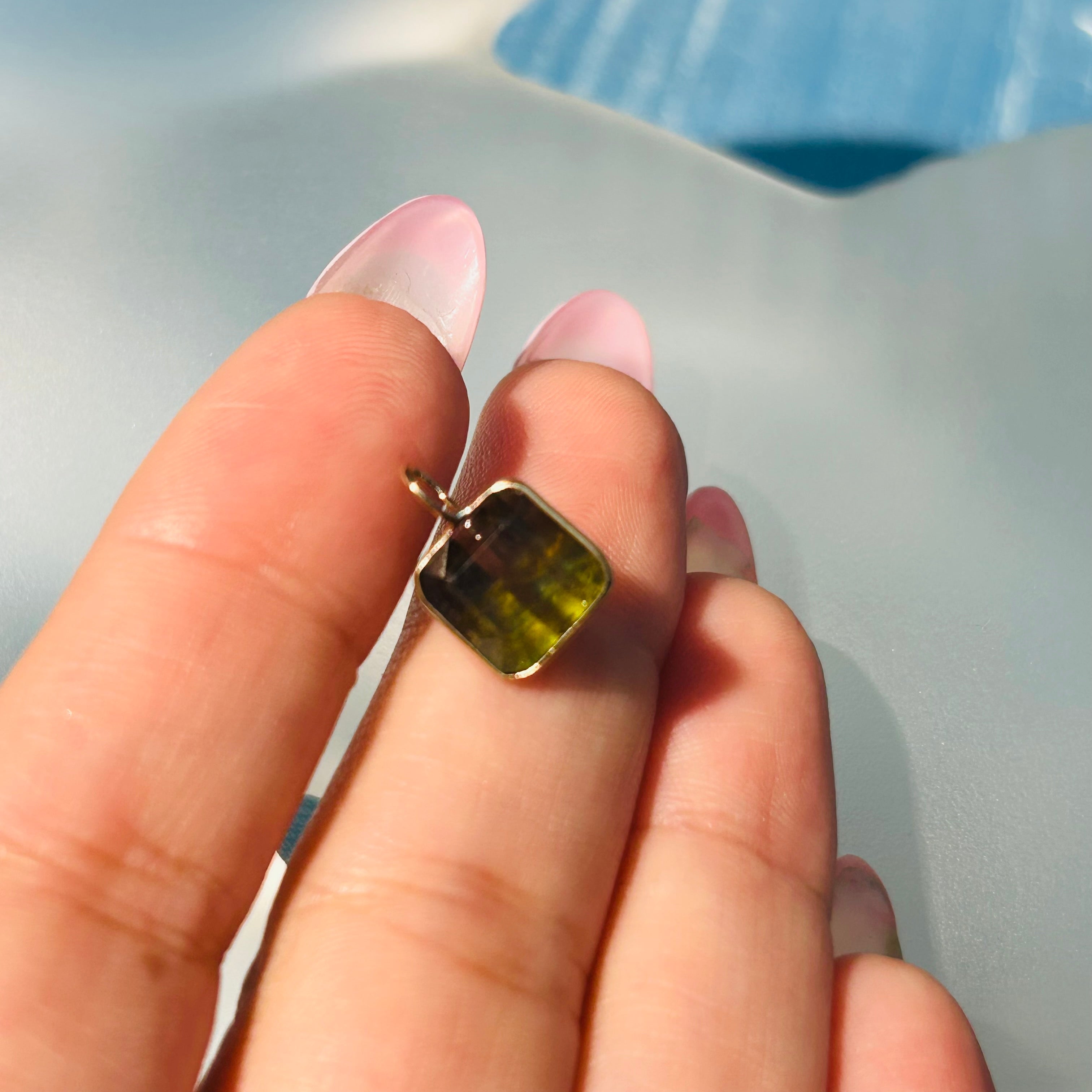Bi Color Tourmaline 14K Yellow Gold Charm Pendant