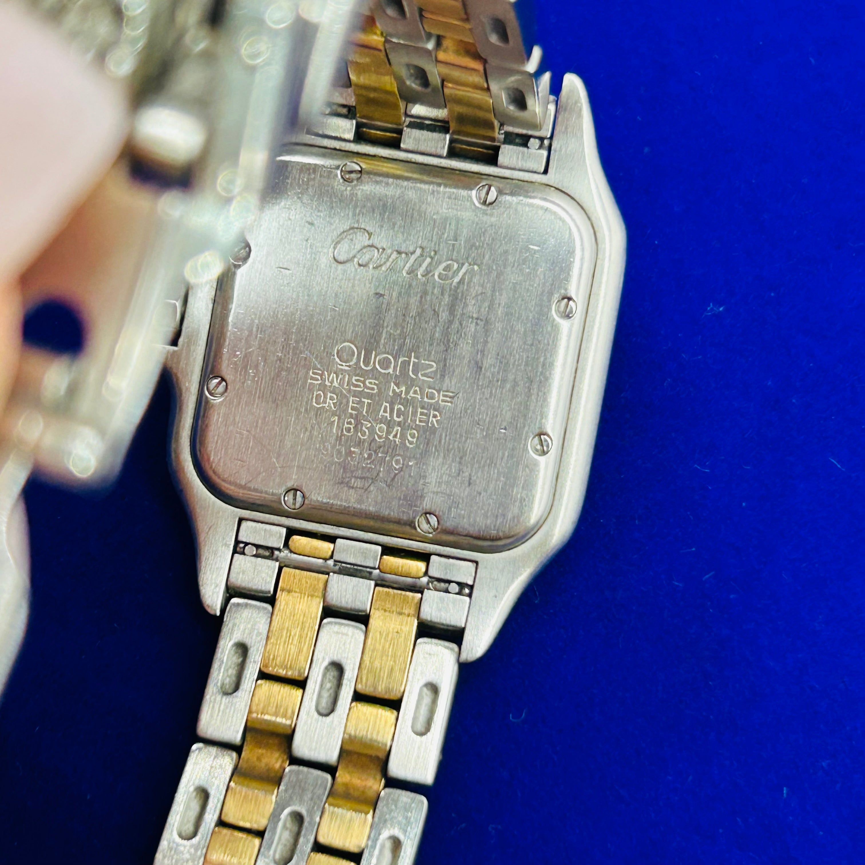 Cartier 18K Yellow Gold & Stainless Steel Panthere Quartz Watch MidSize Two Row