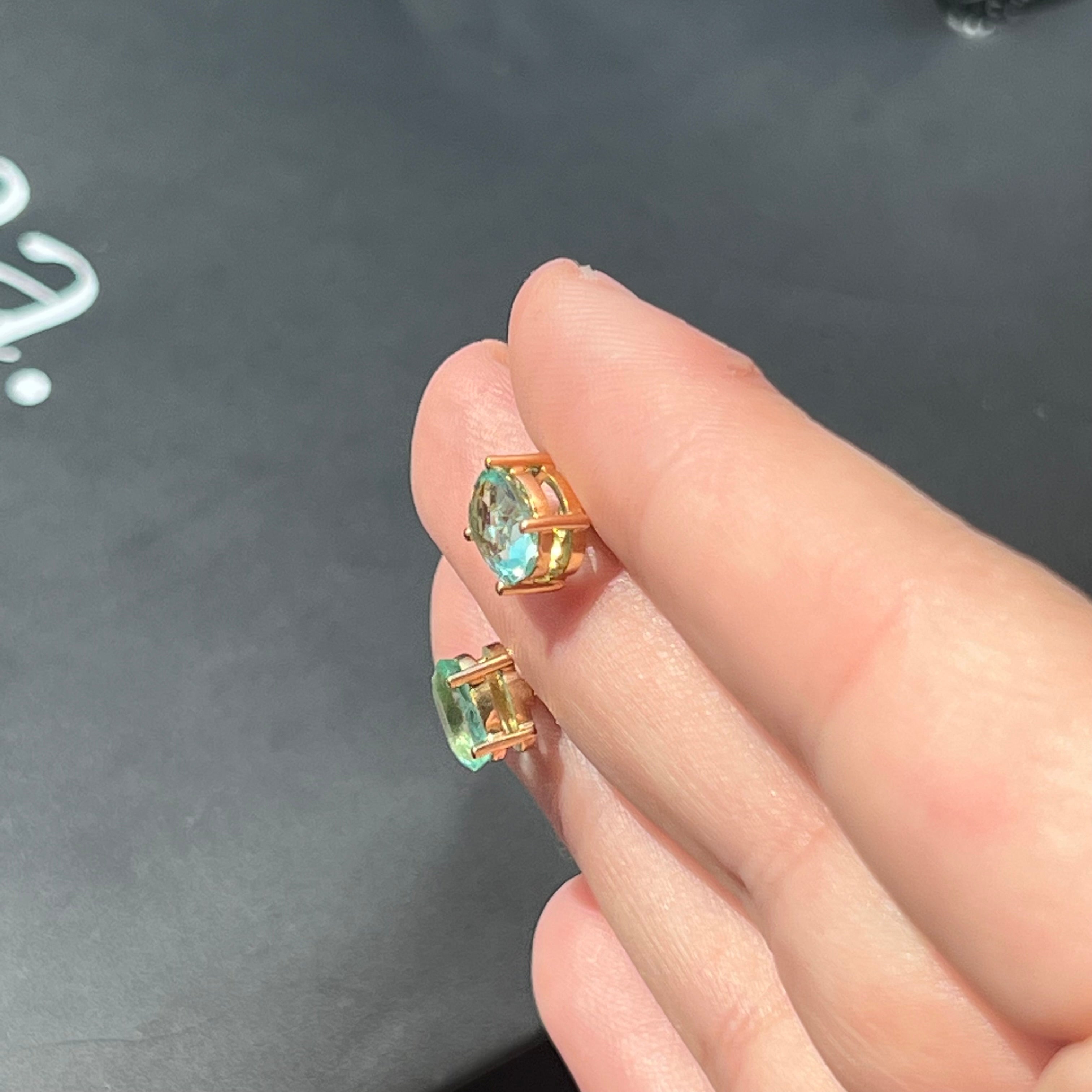 Colombian Emerald 18K Yellow Gold Stud Earrings