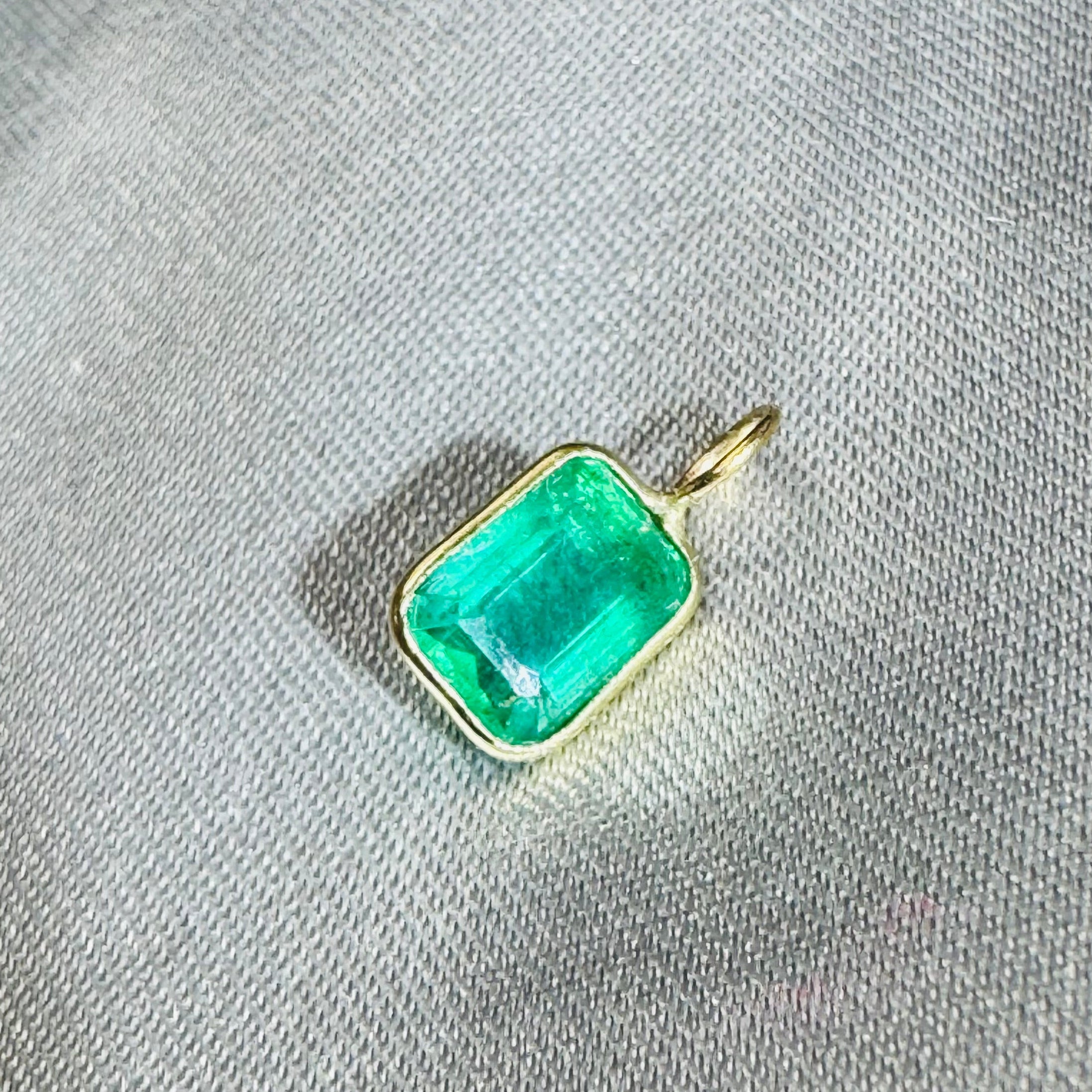 Emerald Charm Pendant 14K Yellow Gold