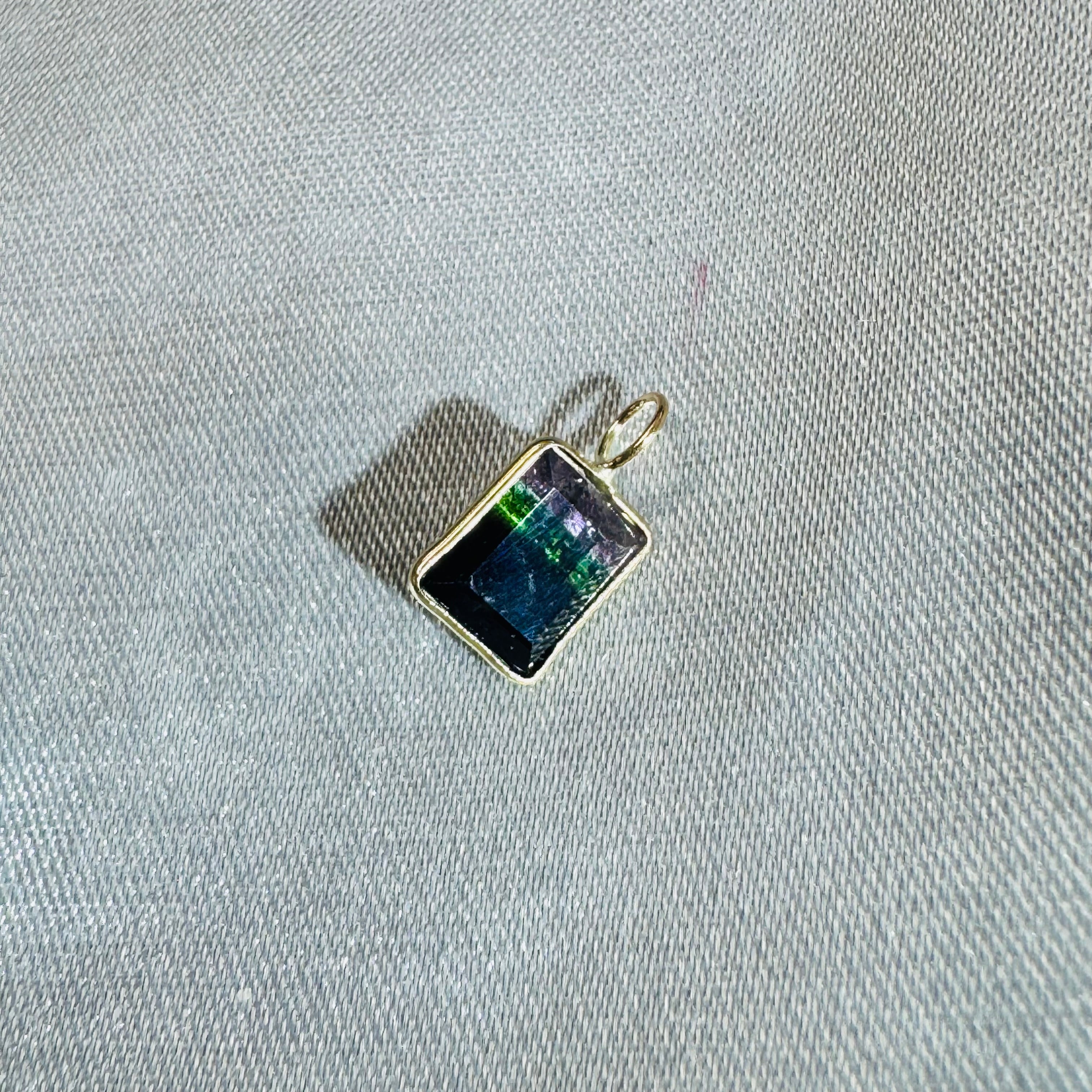 Bi Color Tourmaline Pendant 14K Yellow Gold