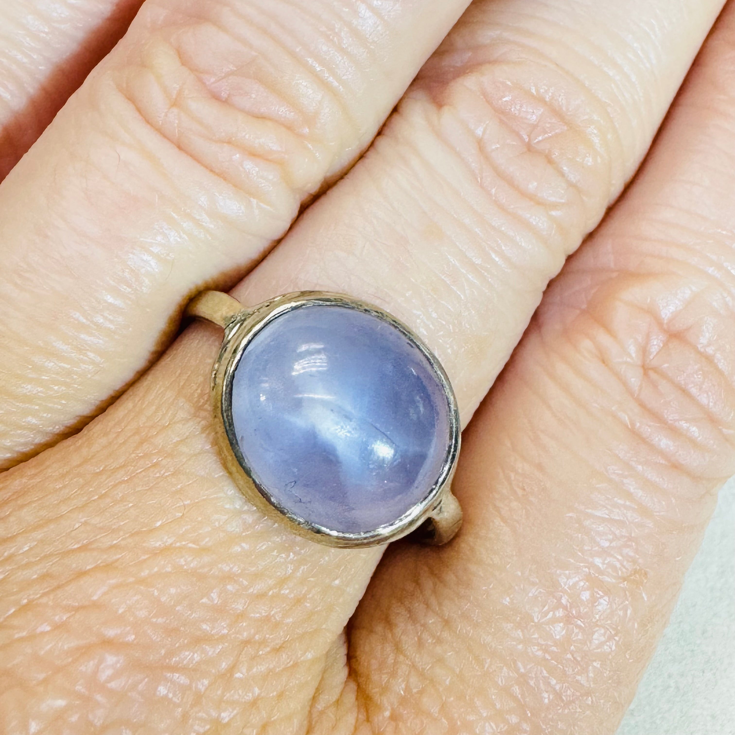 14k White Gold Natural Star Sapphire Ring Size 7