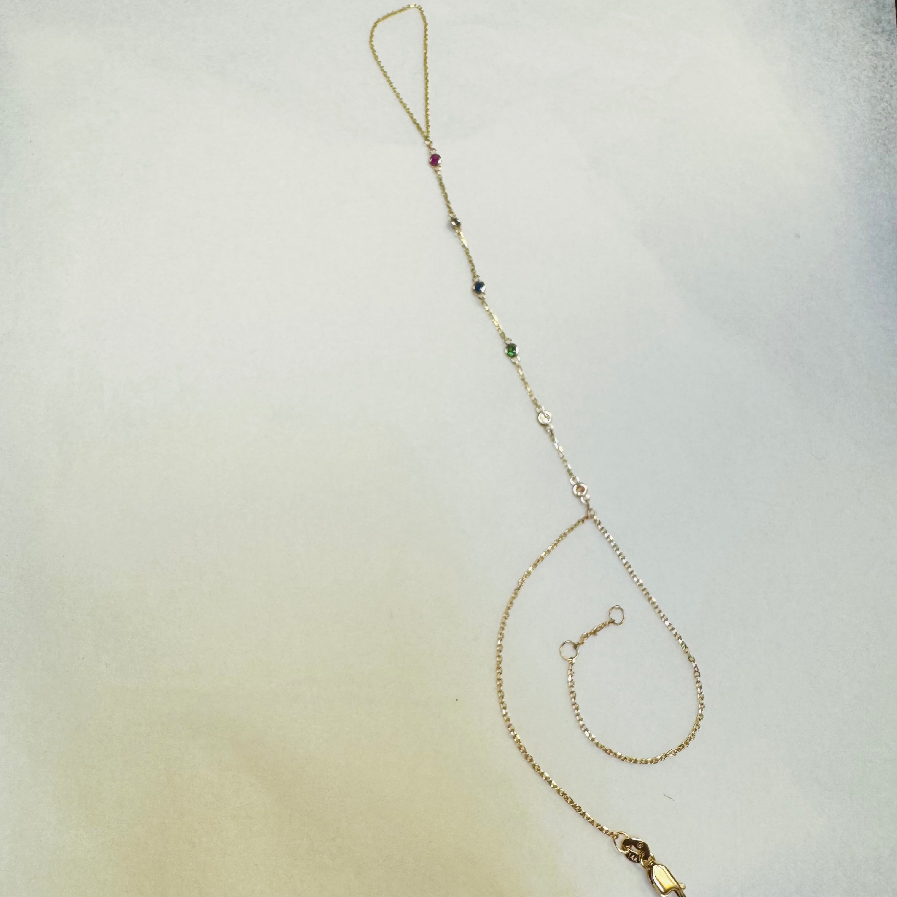 14K Yellow Gold Rainbow Sapphire Handchain