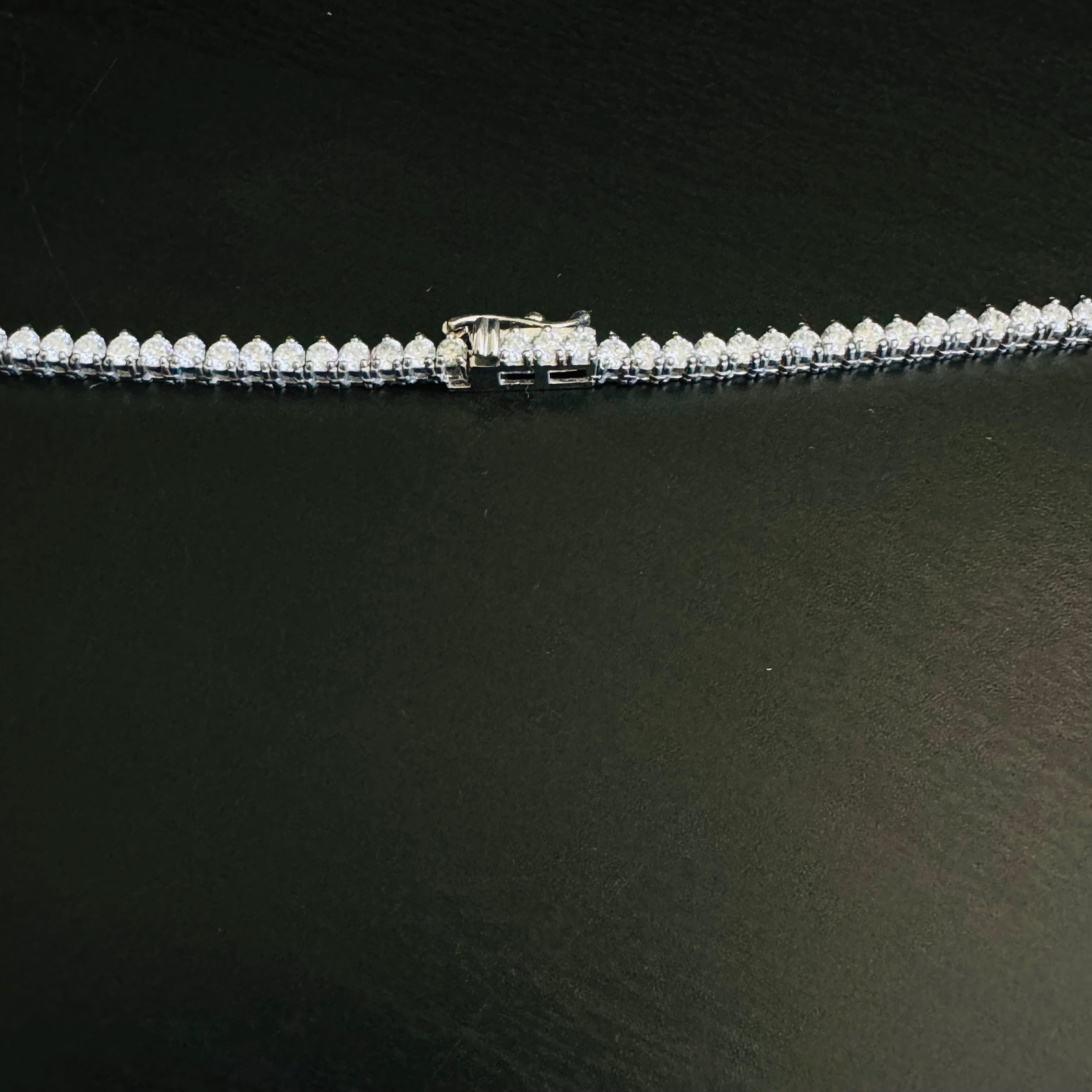 7.82CT Natural Diamond Tennis Necklace Three Prong 14K White Gold 17”
