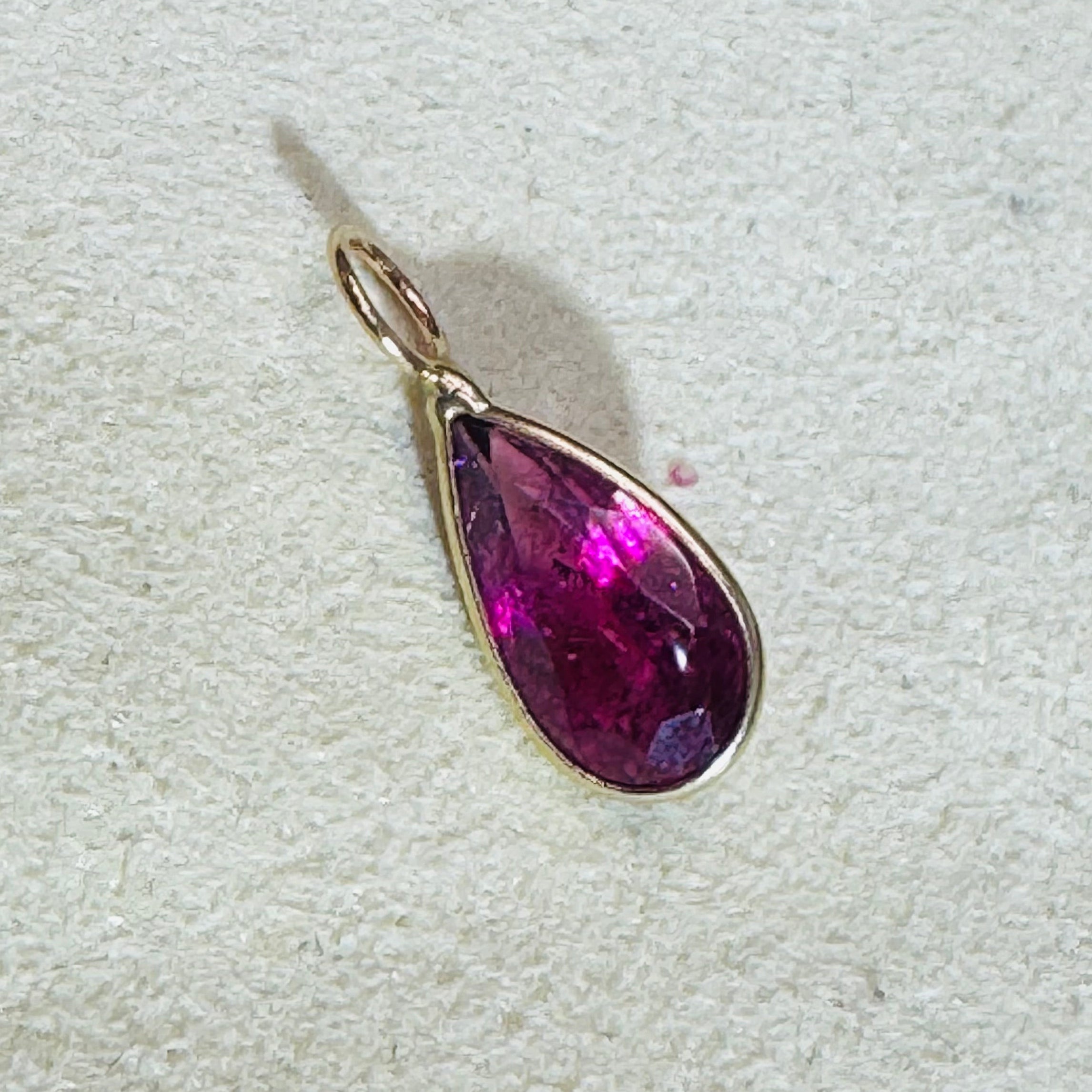 Pear Pink Tourmaline Pendant 14K Yellow Gold