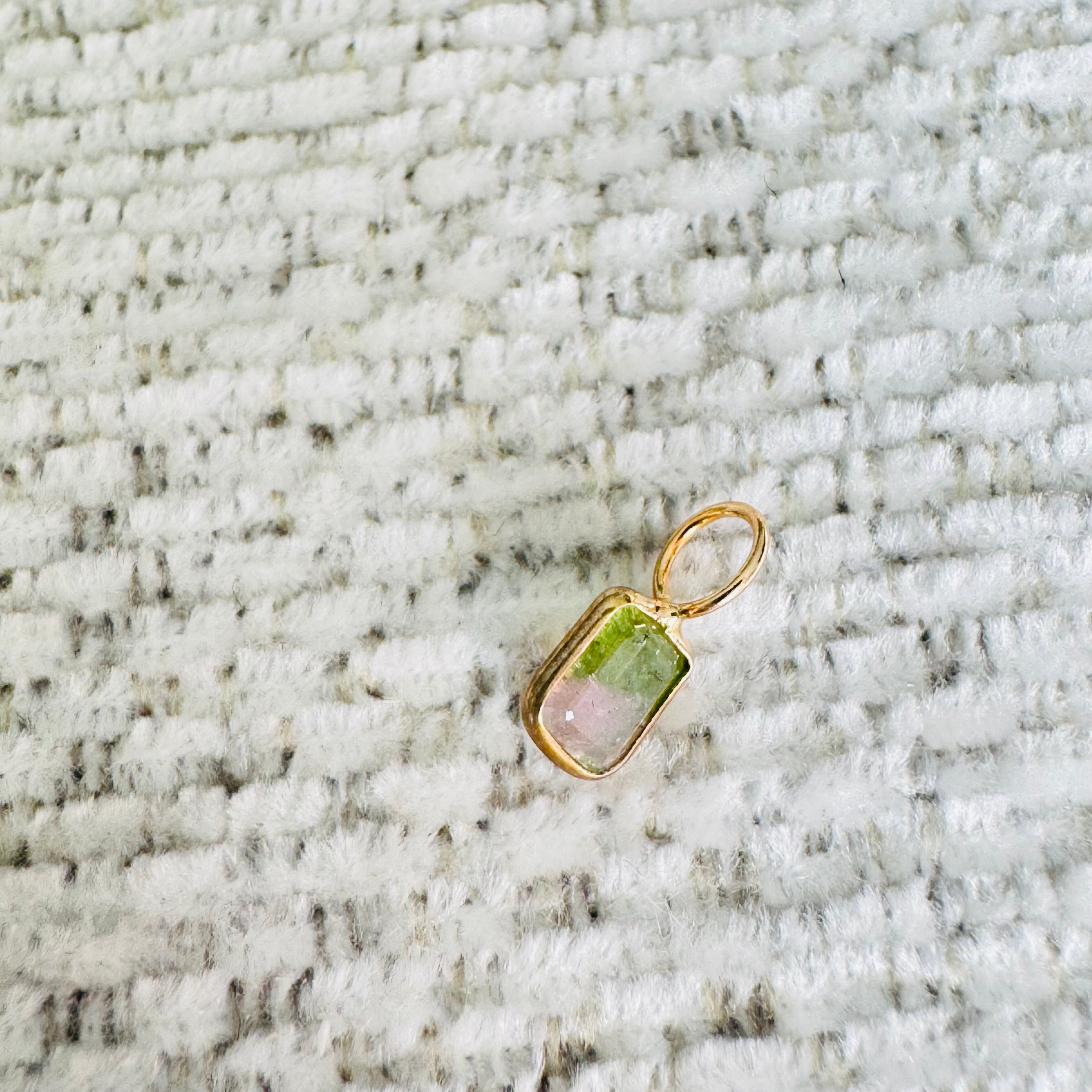 Bi Color Tourmaline 14K Yellow Gold Charm Pendant