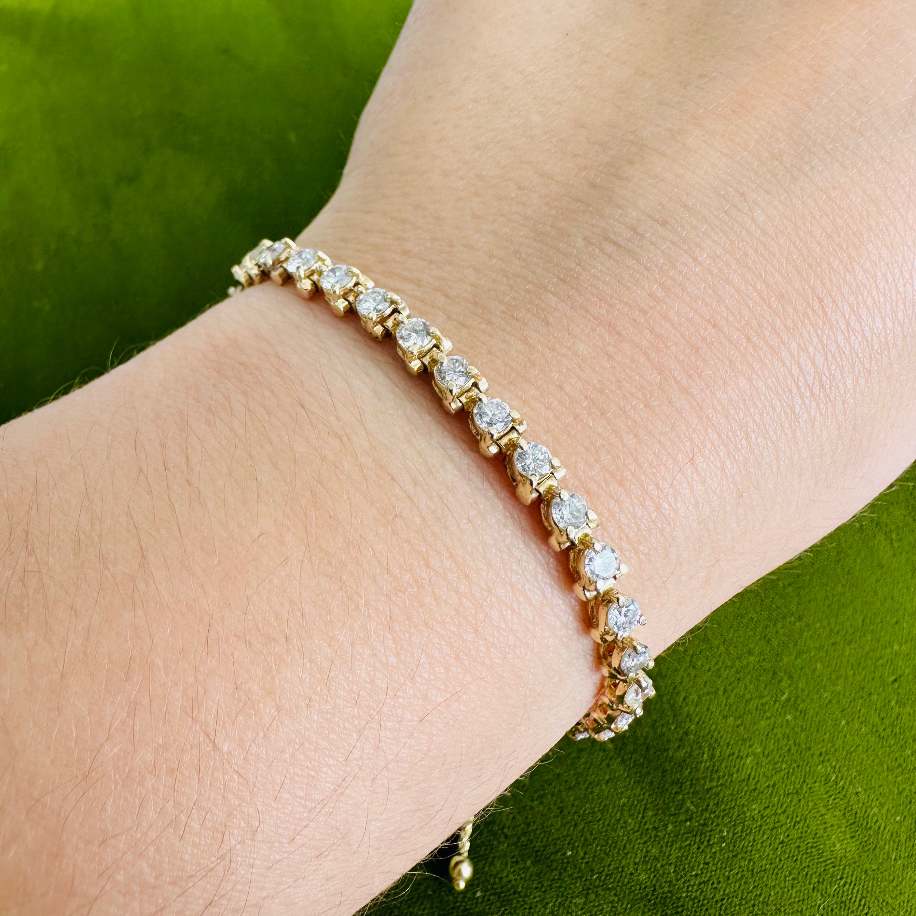 12” 14K Adjustable vintage Diamond Tennis Bracelet