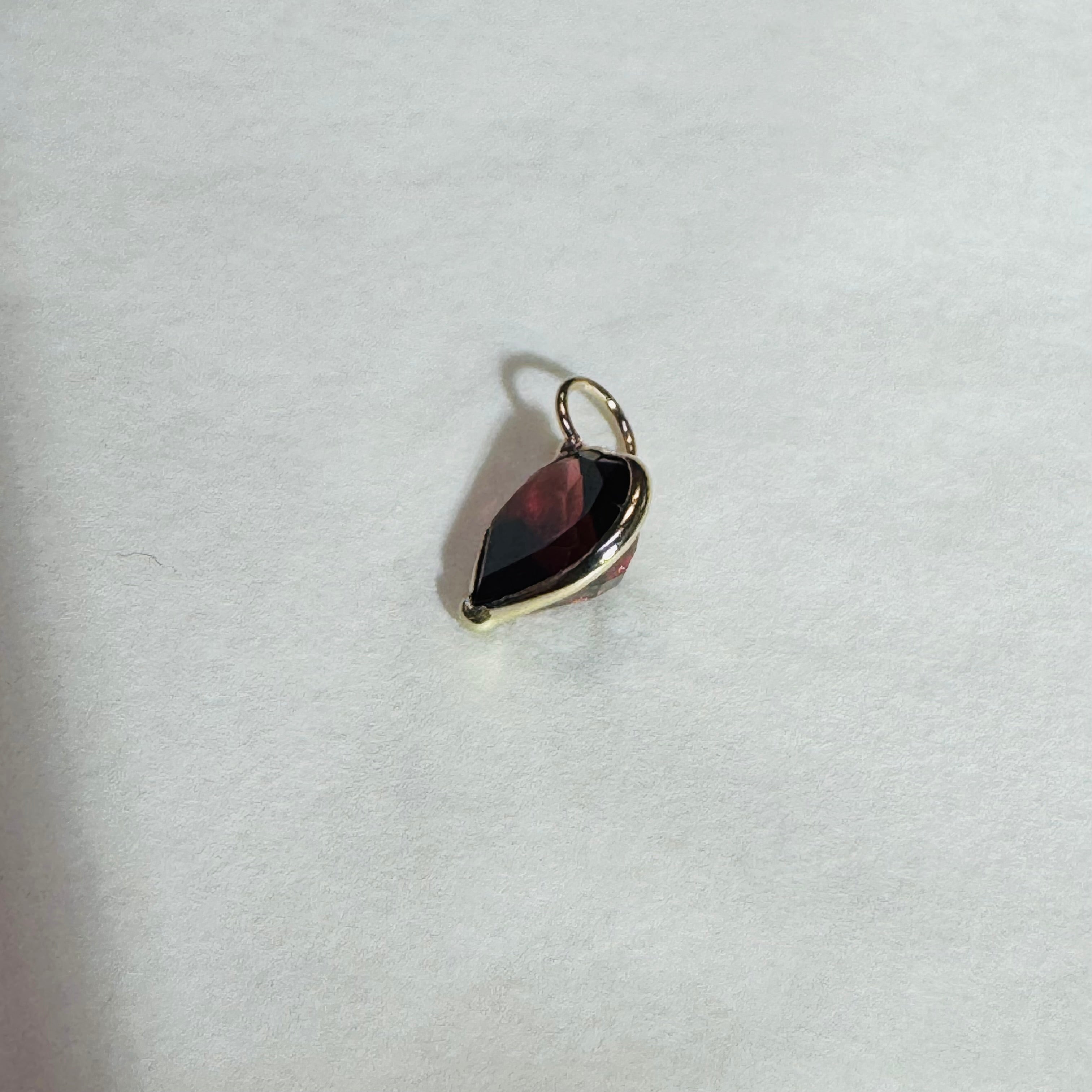 Natural Juicy Garnet Heart 14K Gem Charm Pendant