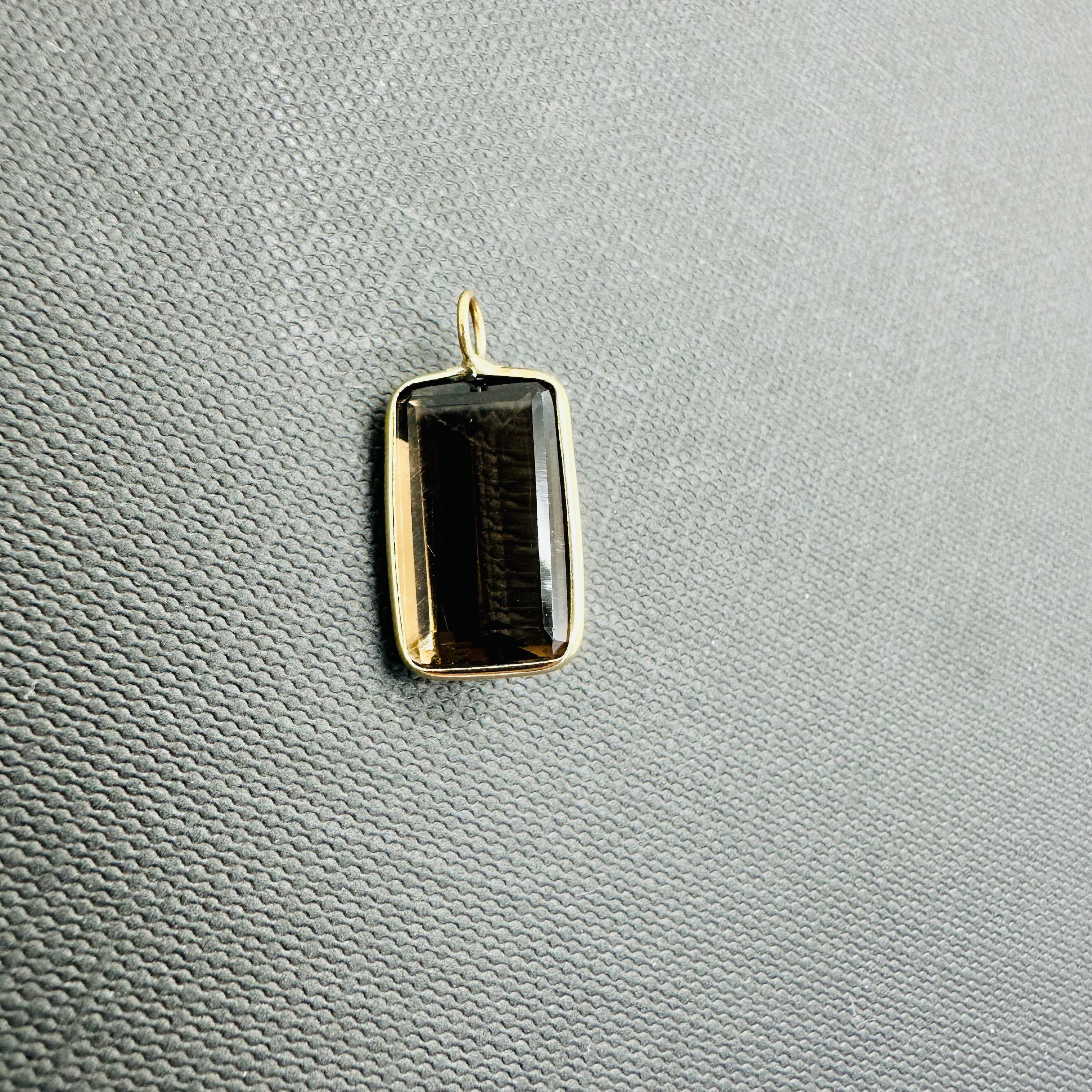 Big Nice! Smokey Quartz 14K Yellow Gold Pendant Charm