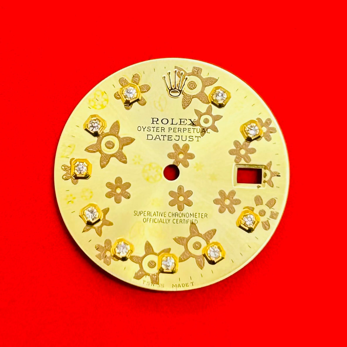 Golden Floral Flower Diamond Dial for 36mm Yellow Gold DateJust Rolex Watch