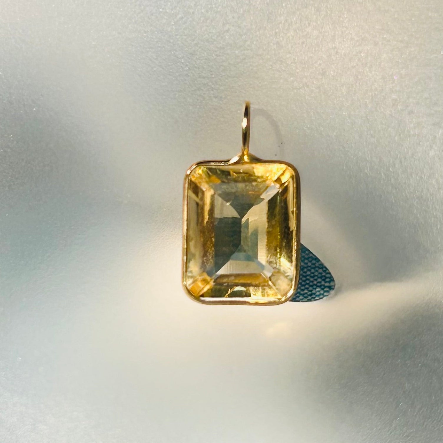 Yellow Citrine Gem Charm 14K Yellow Gold Charm Pendant
