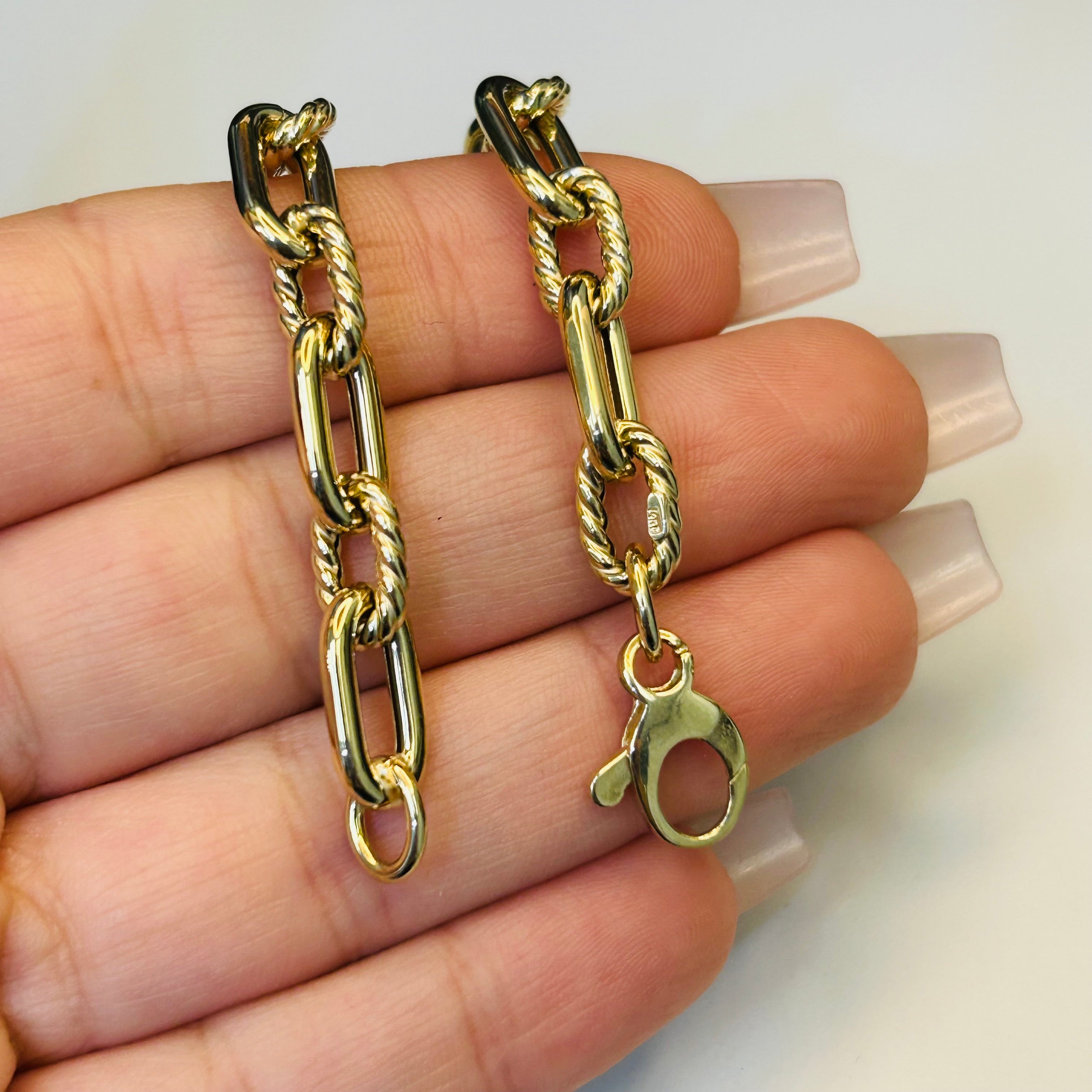 6.8mm 14K Yellow Gold Link Bracelet 7"