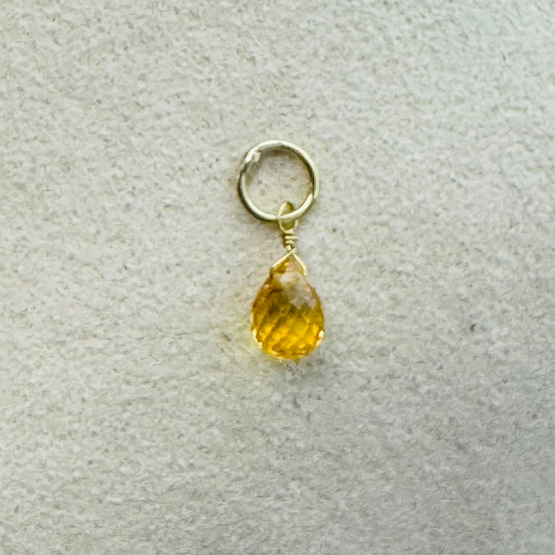 Natural Yellow Sapphire 14K Yellow Gold Briolette Charm