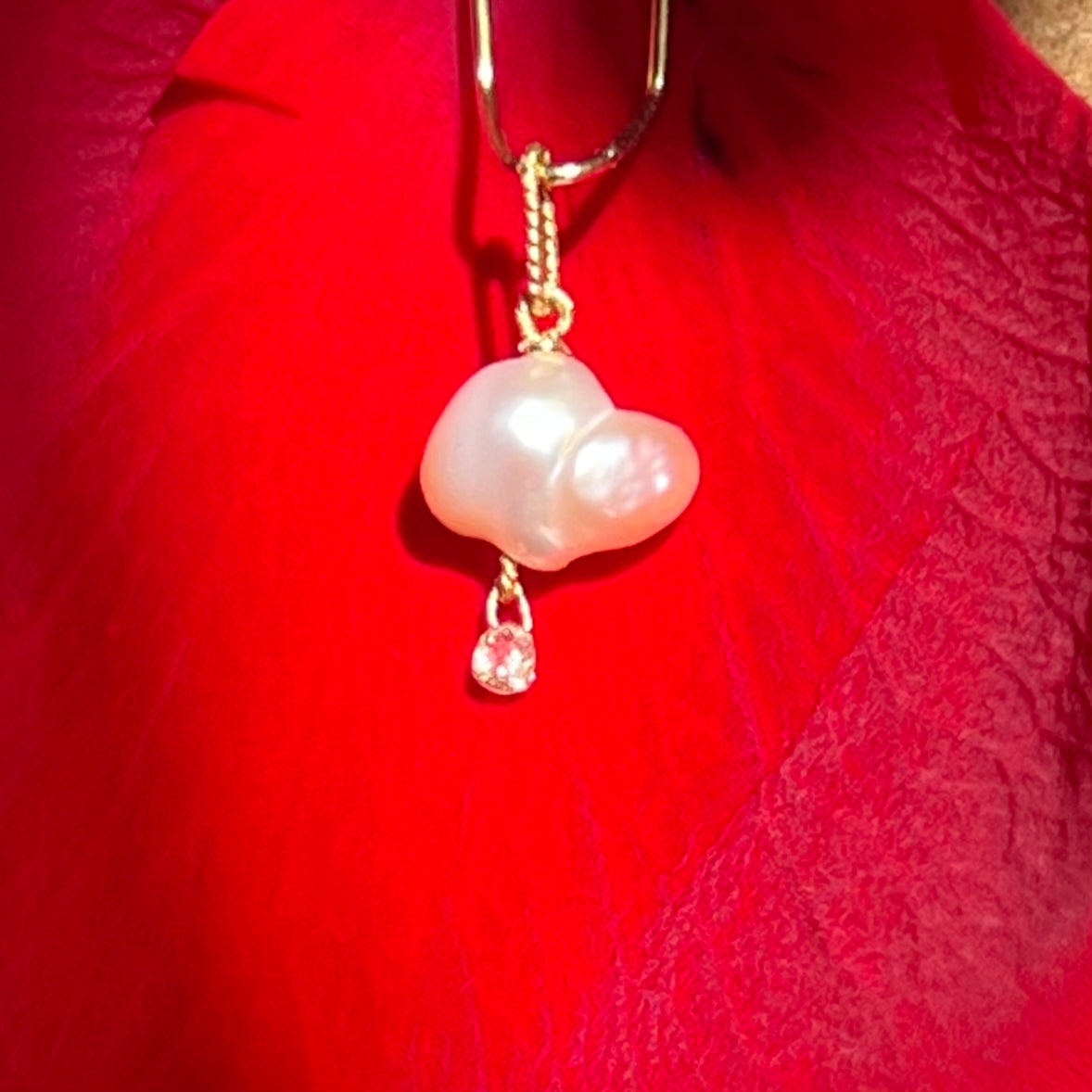 Japanese Pearl and Briolette Diamond Cloud Charm