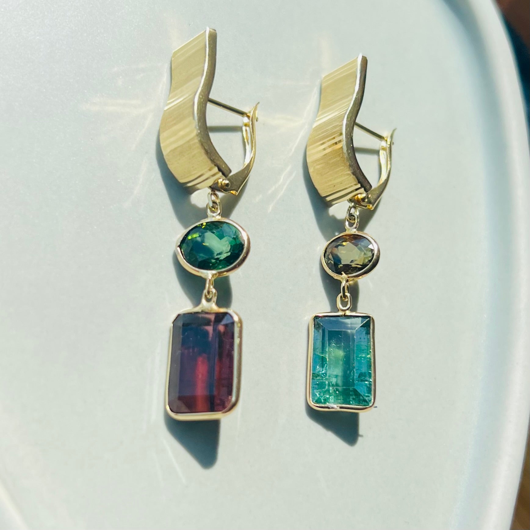 14K Yellow Gold Tourmaline Earrings