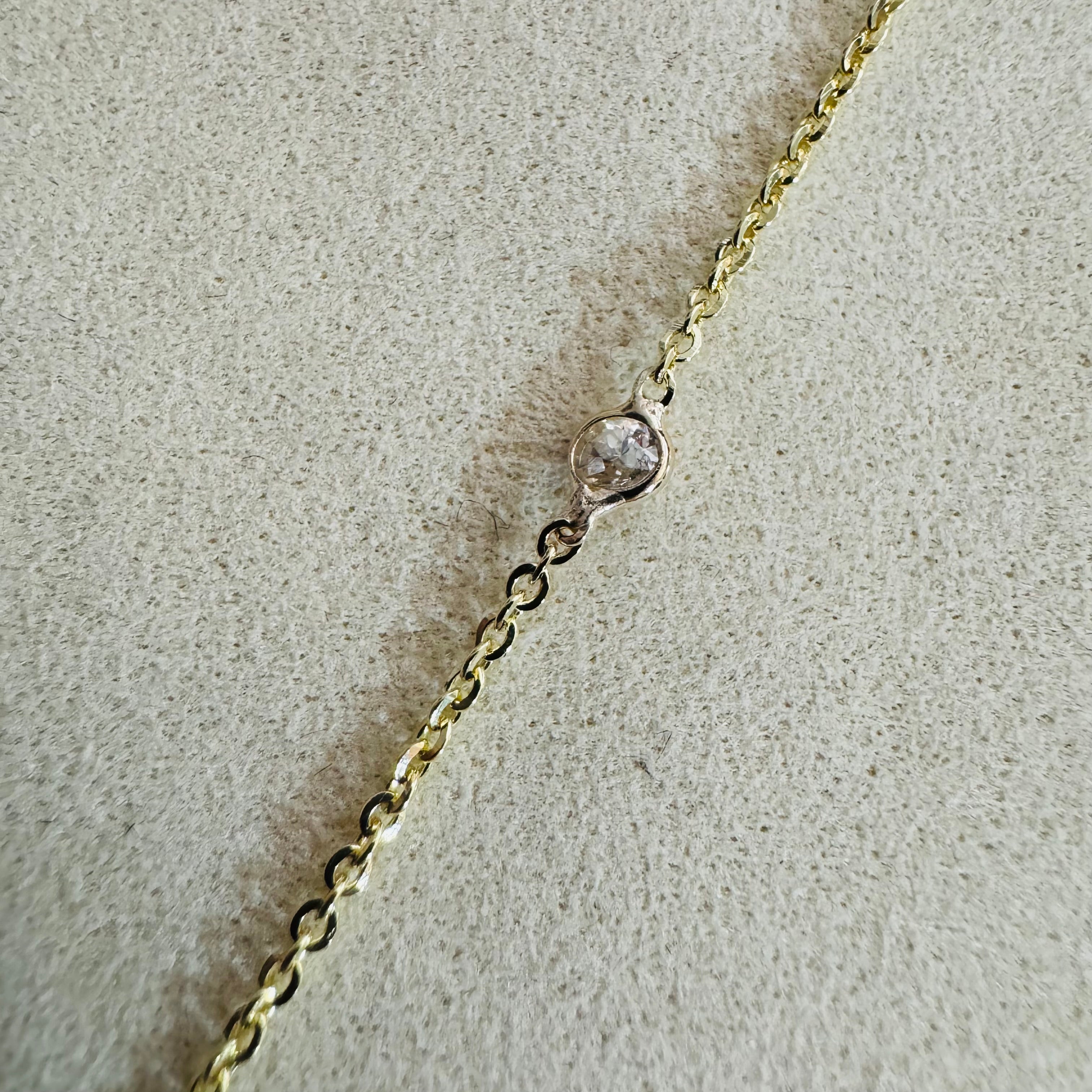 .10CT Diamond 14K Yellow Gold Diamond Solitaire Hand Chain Bracelet