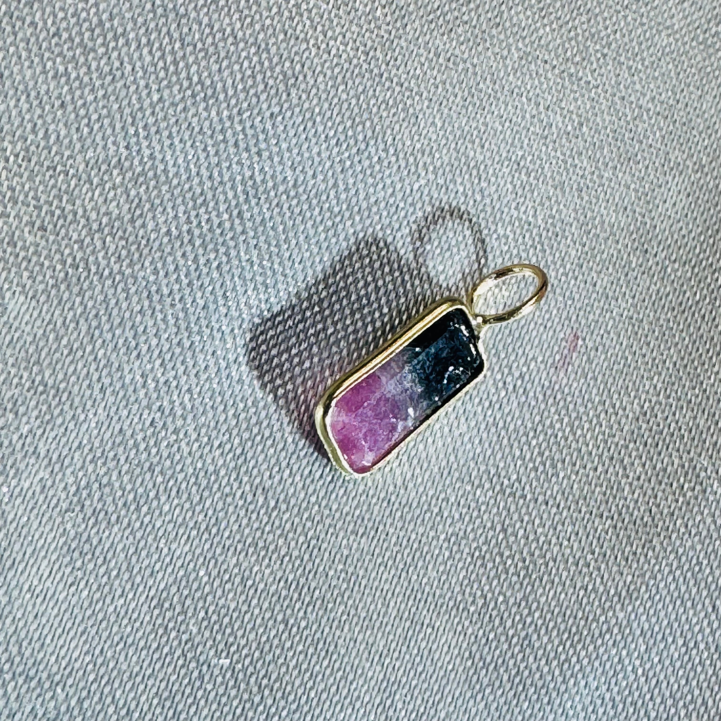 Bi Color Tourmaline Pendant 14K Yellow Gold