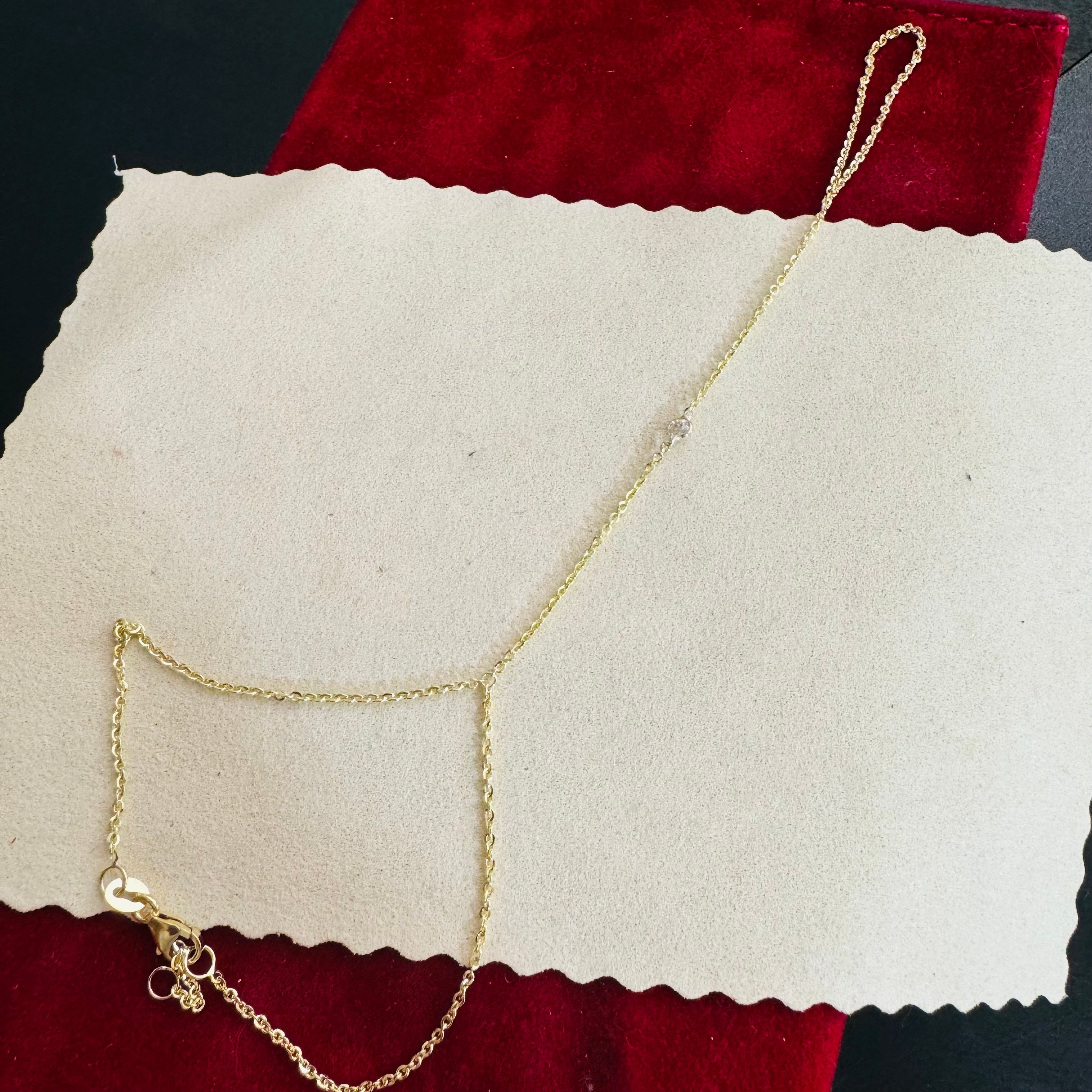 .10CT Diamond 14K Yellow Gold Diamond Solitaire Hand Chain Bracelet