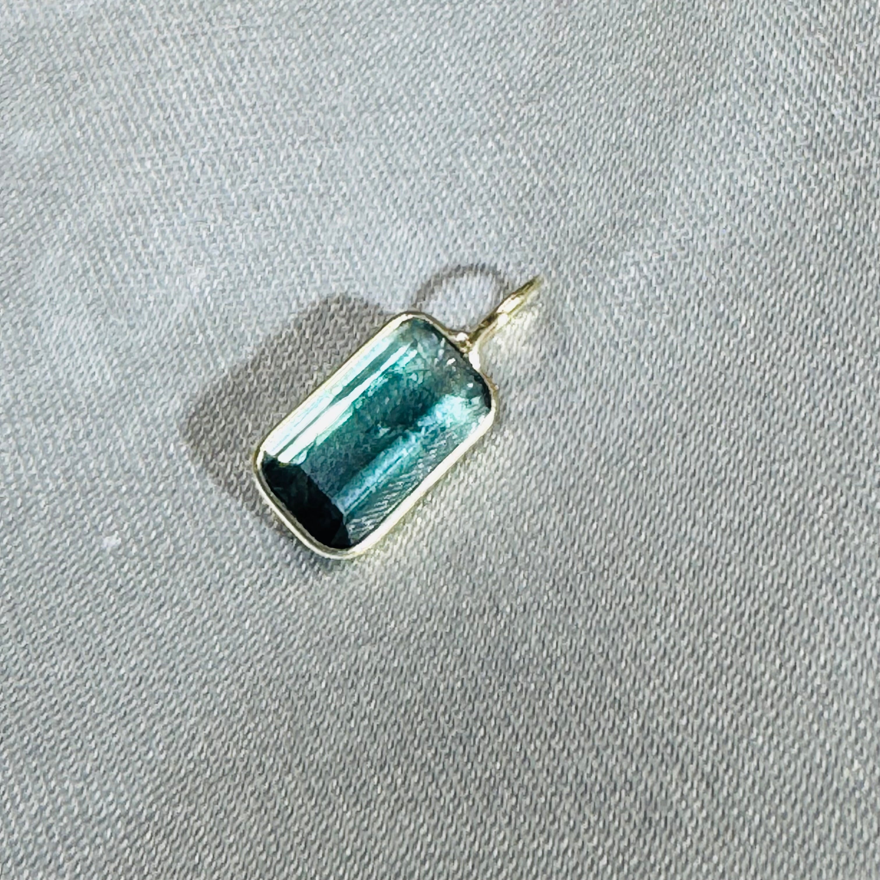 Bi Color Tourmaline Pendant 14K Yellow Gold