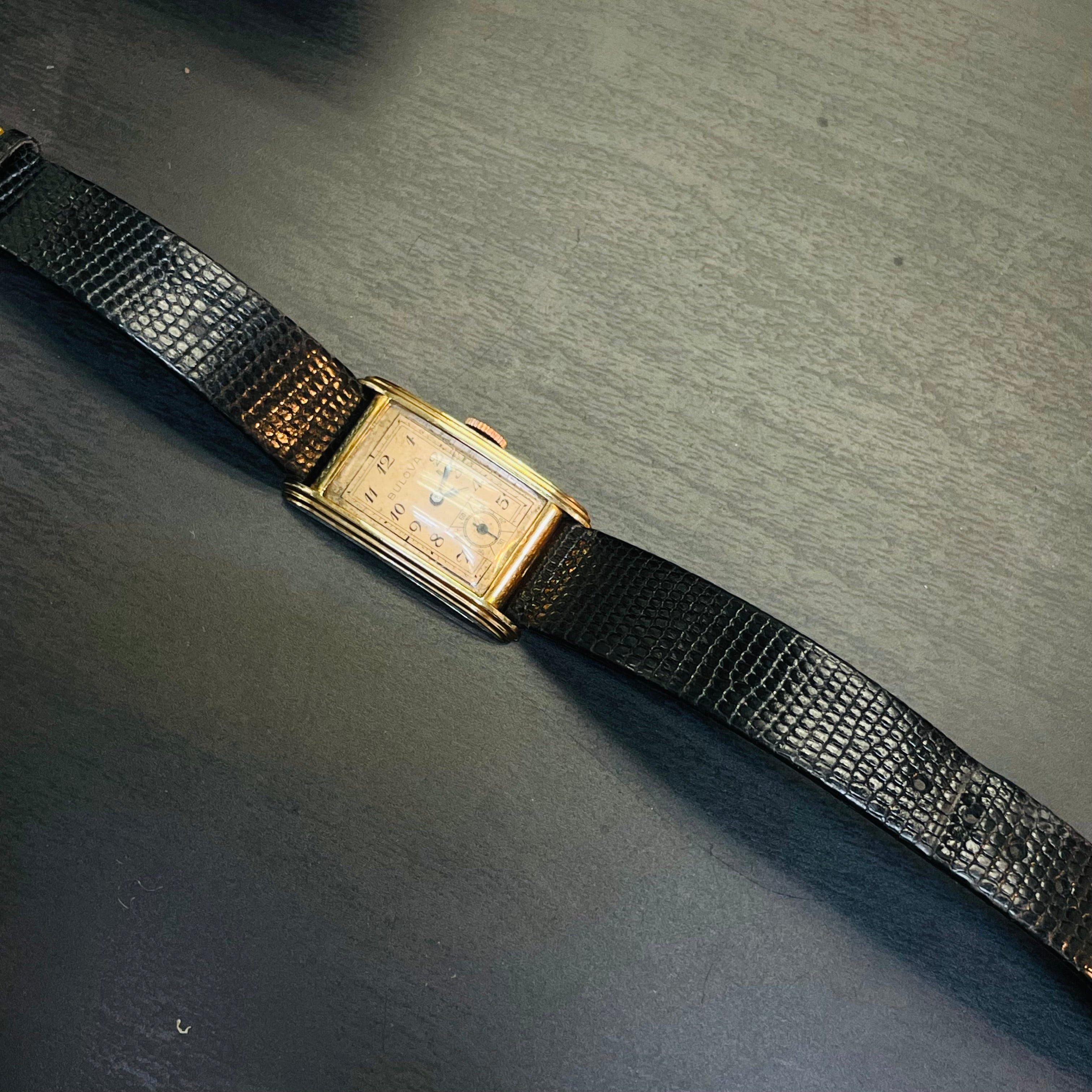 20x30mm Bulova Antique Tank Watch Rose Gold Filled Wristwatch