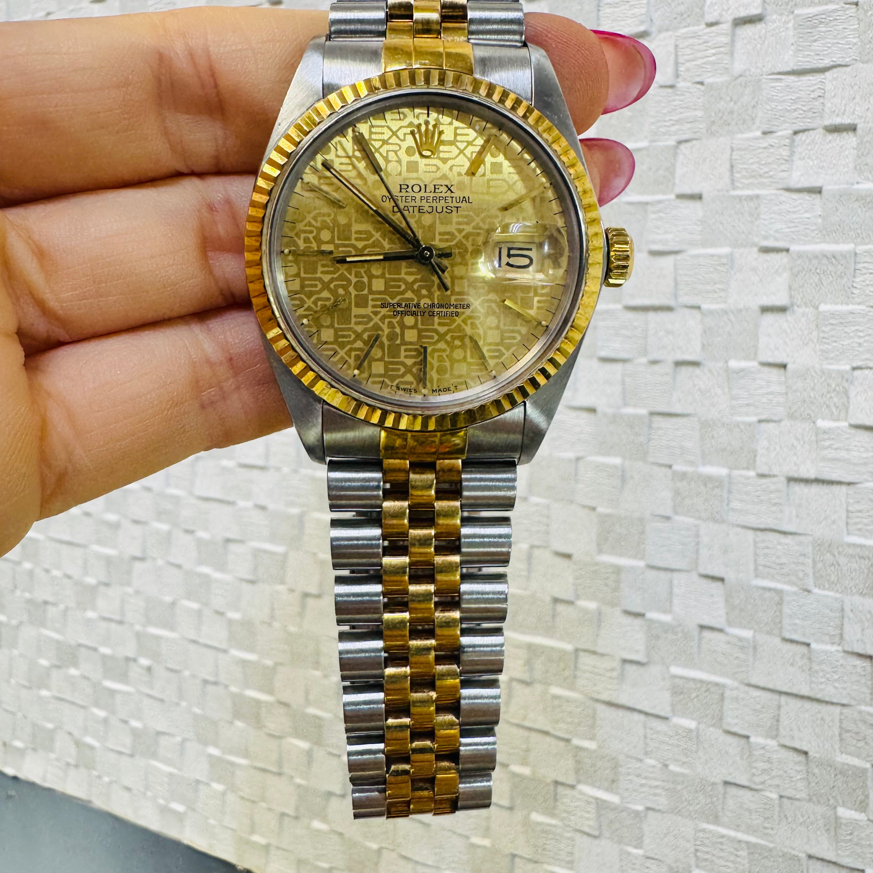 36MM 18K SS Jubilee DateJust 16013 Anniversary Dial Rolex Watch