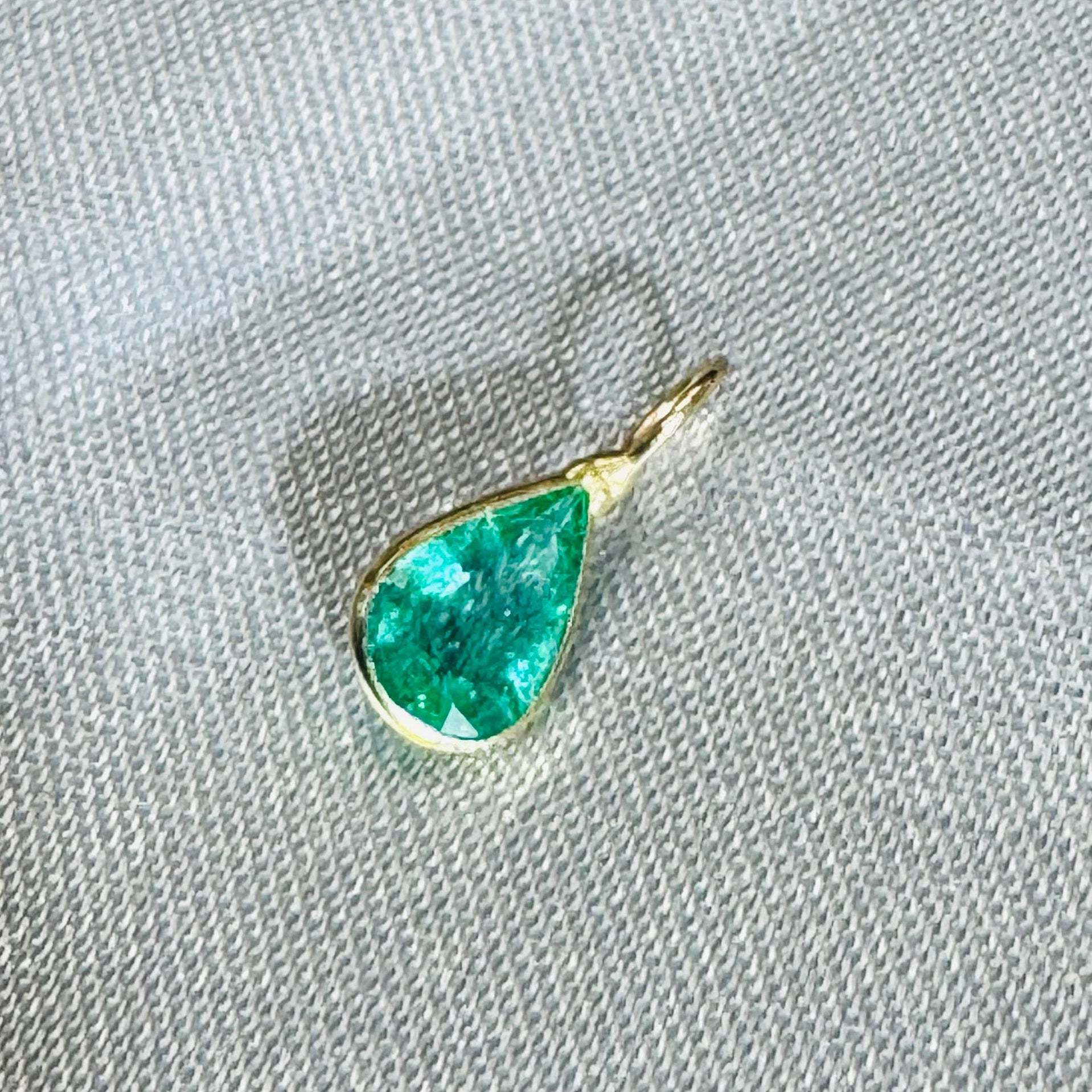 Emerald Charm Pendant 14K Yellow Gold