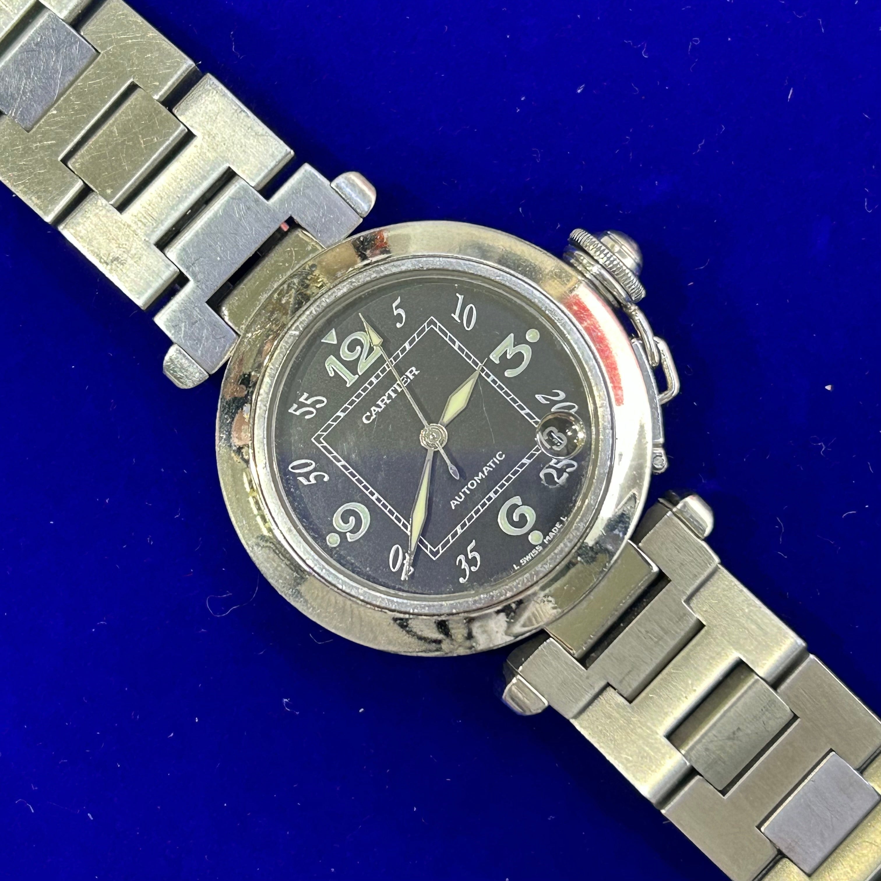 Cartier Pasha Stainless Steel Black Dial Unique Watch