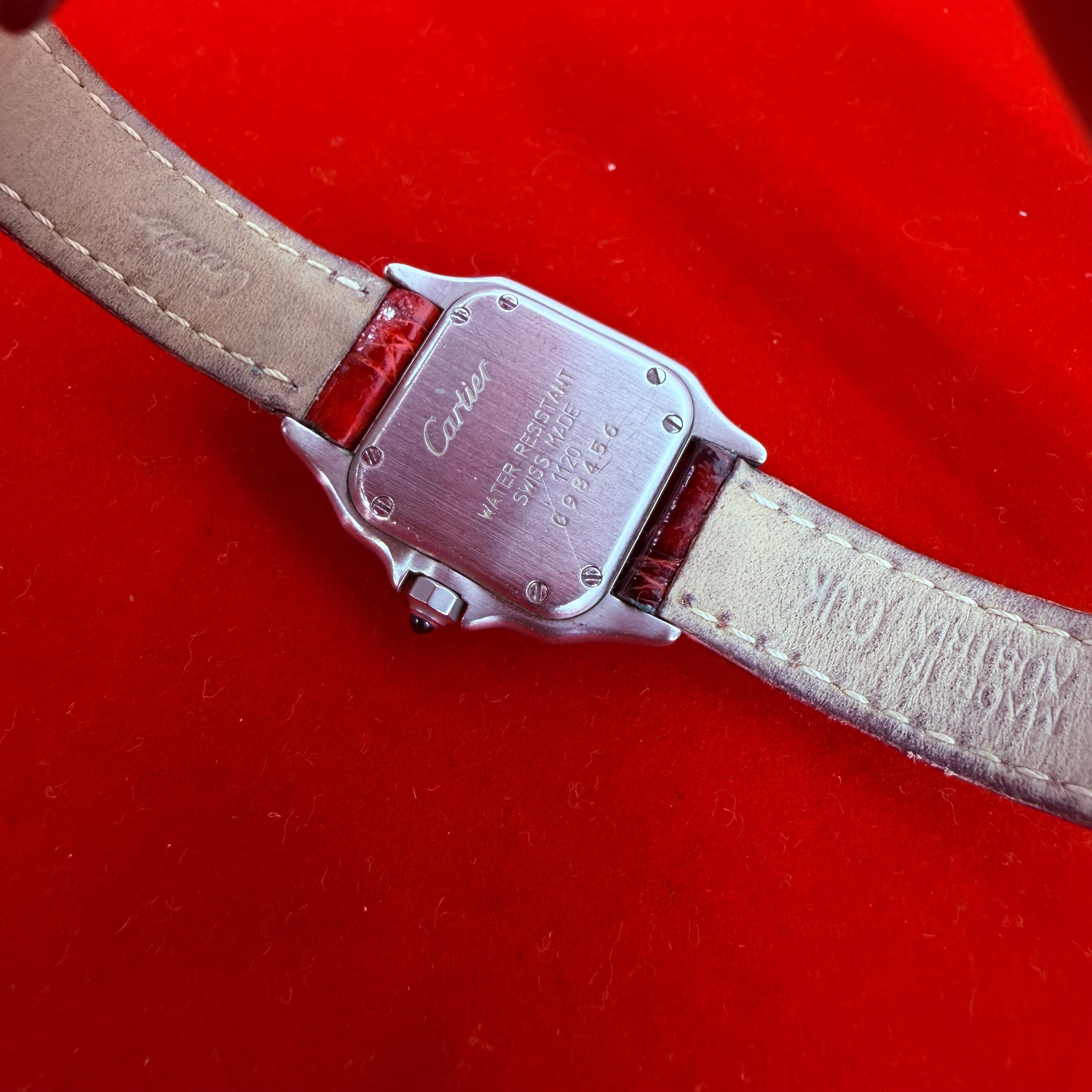 Cartier 18K Yellow Gold & Stainless Steel Red Leather Panthere Automatic Wrist Watch 6.5”