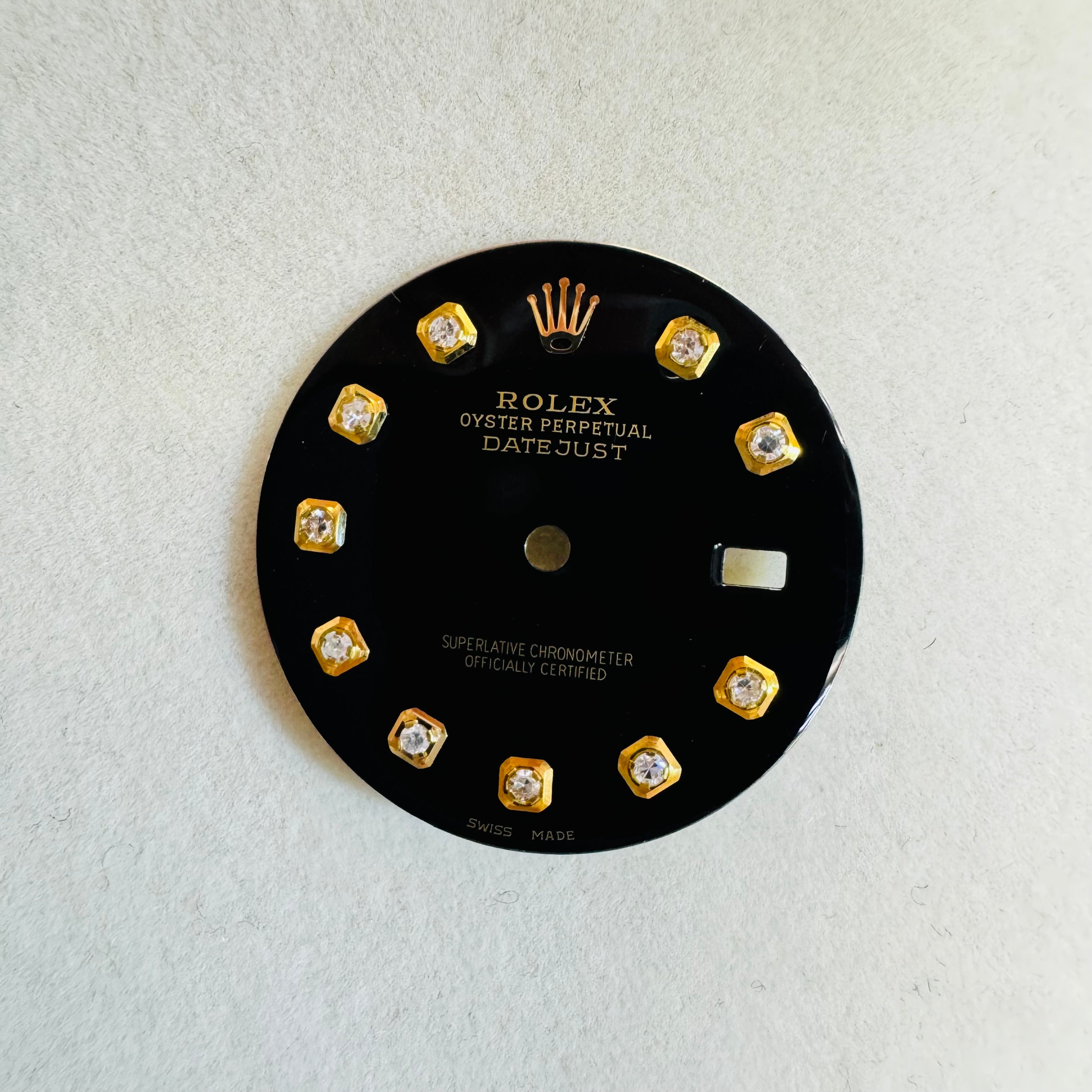 Black Yellow Gold and Diamond Dial for 36mm DateJust Rolex Watch