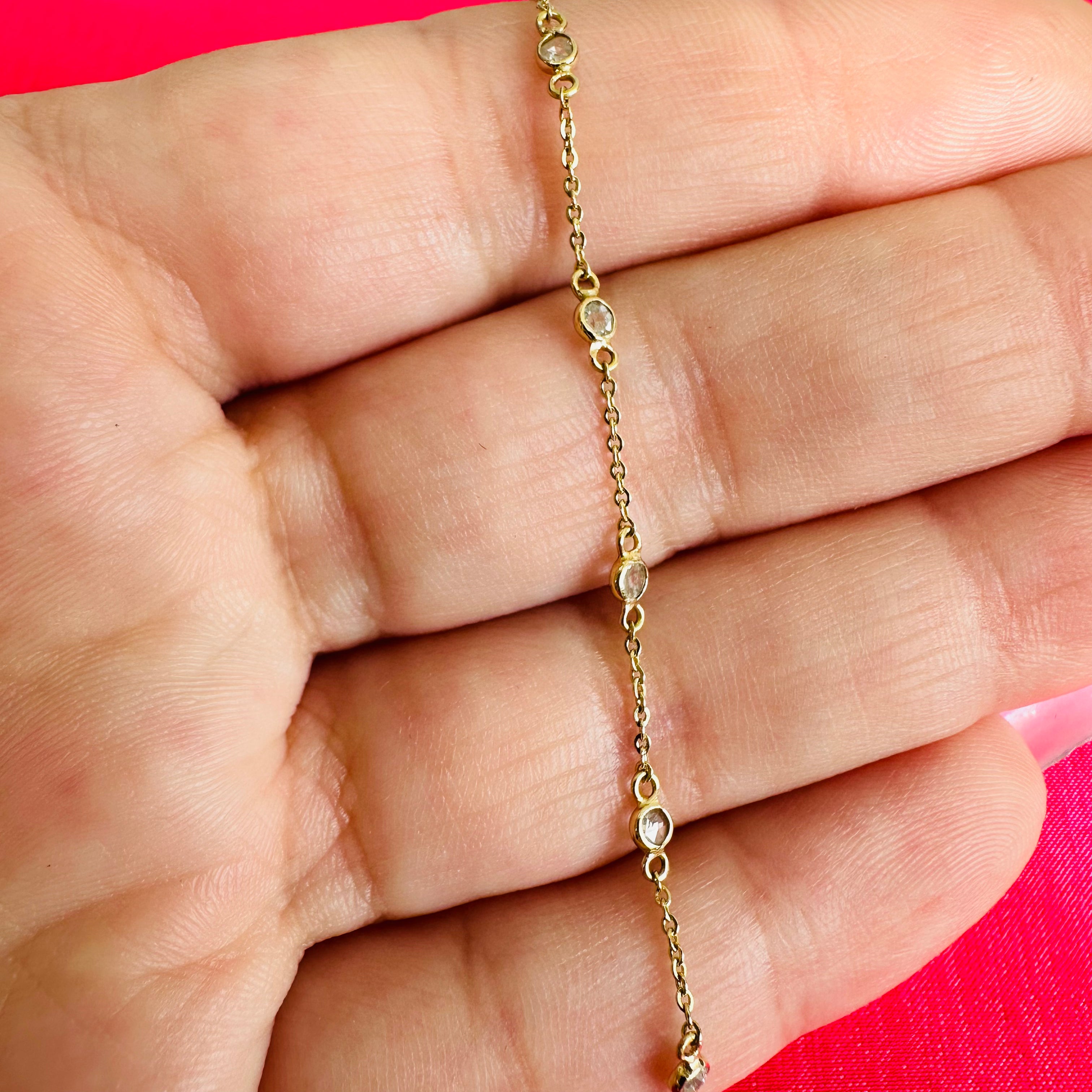 14K Yellow Diamond By The Yard Bracelet 7"
