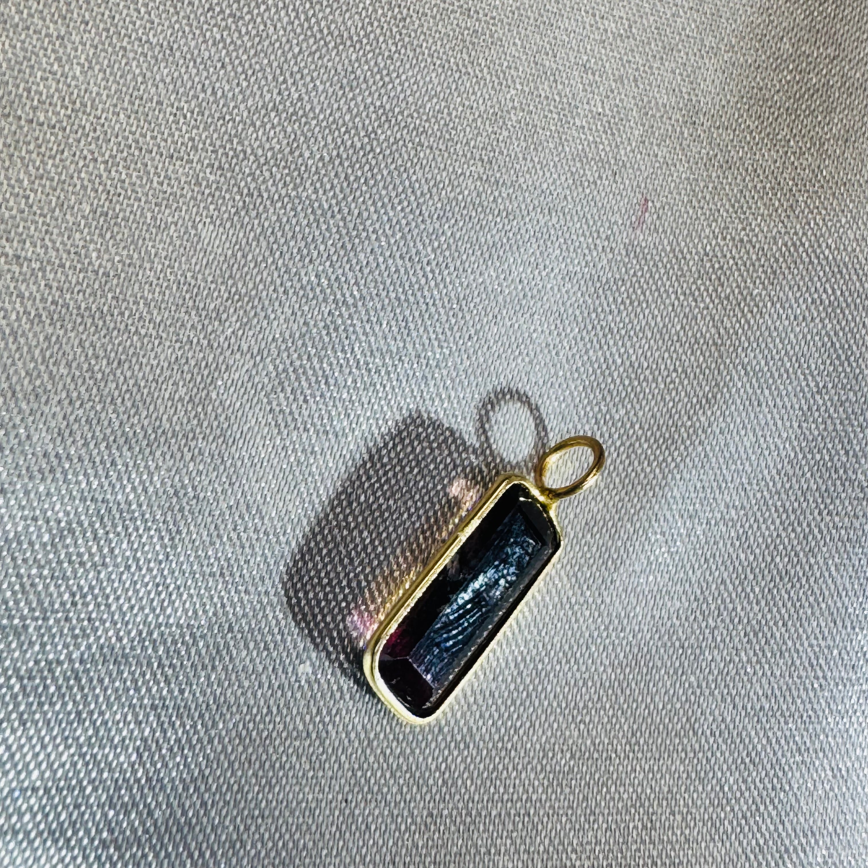 Bi Color Tourmaline Pendant 14K Yellow Gold