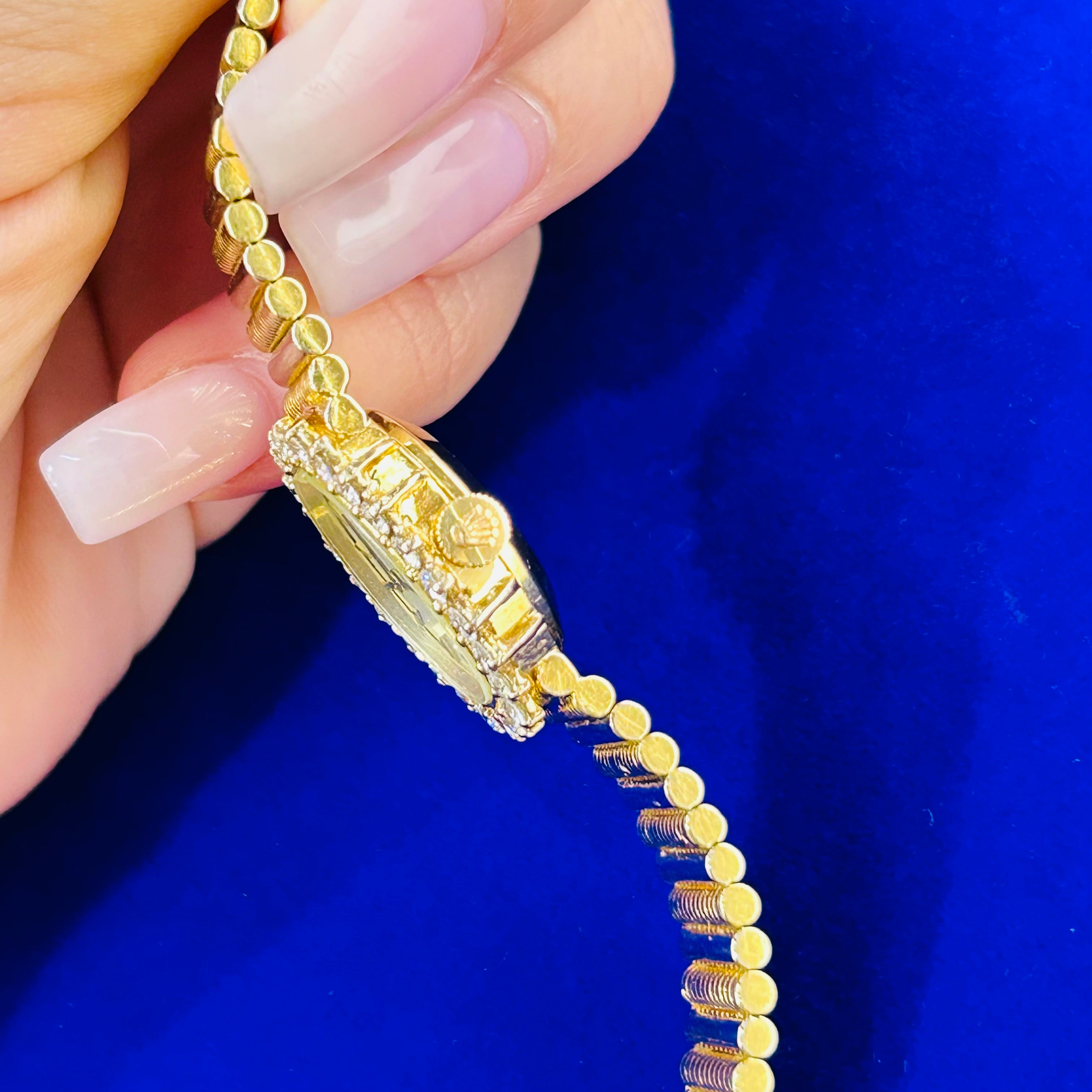 Vintage 18K Yellow Gold 26MM Fancy Lady's Diamond Rolex Watch