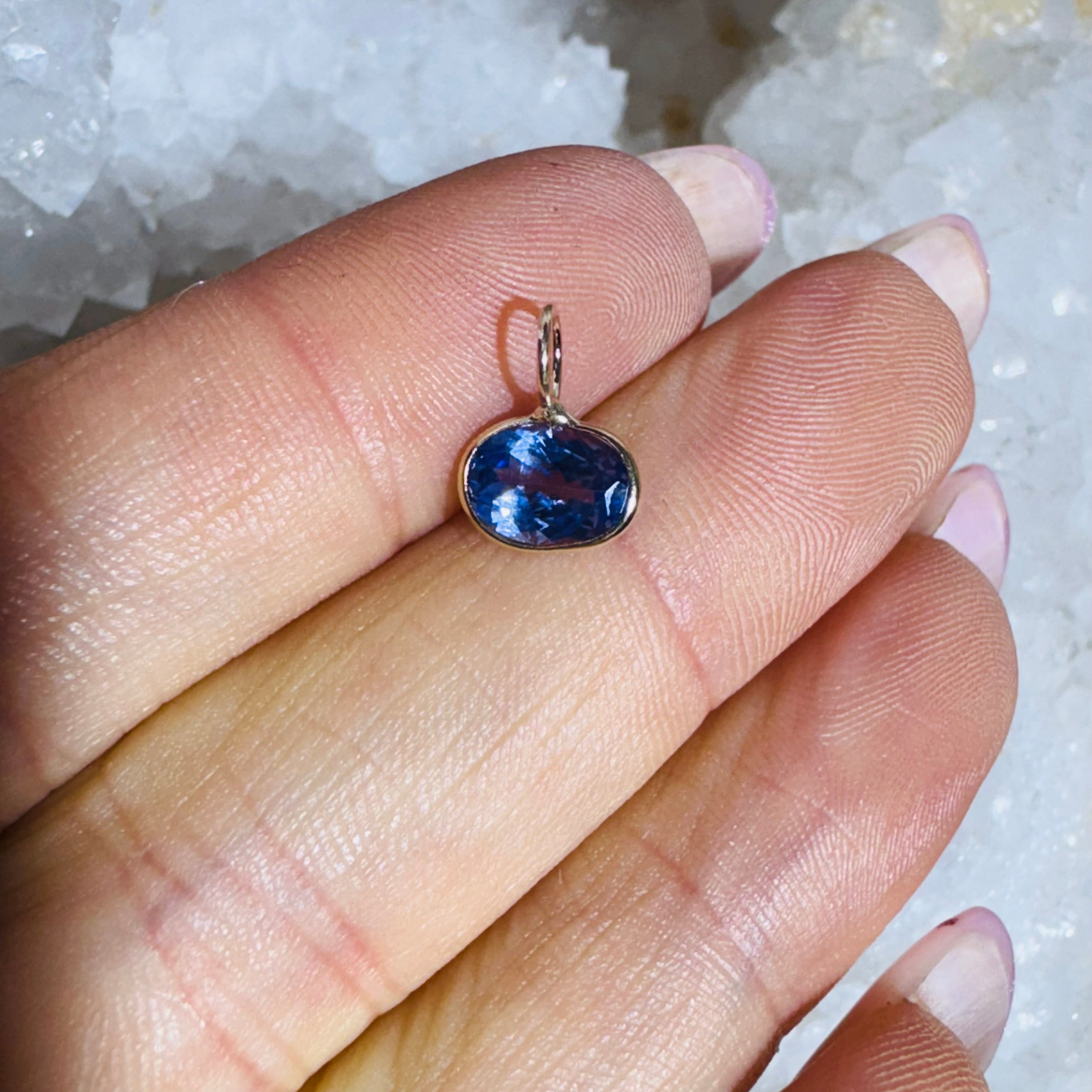 Natural Oval Tanzanite 14K Gem Charm Pendant