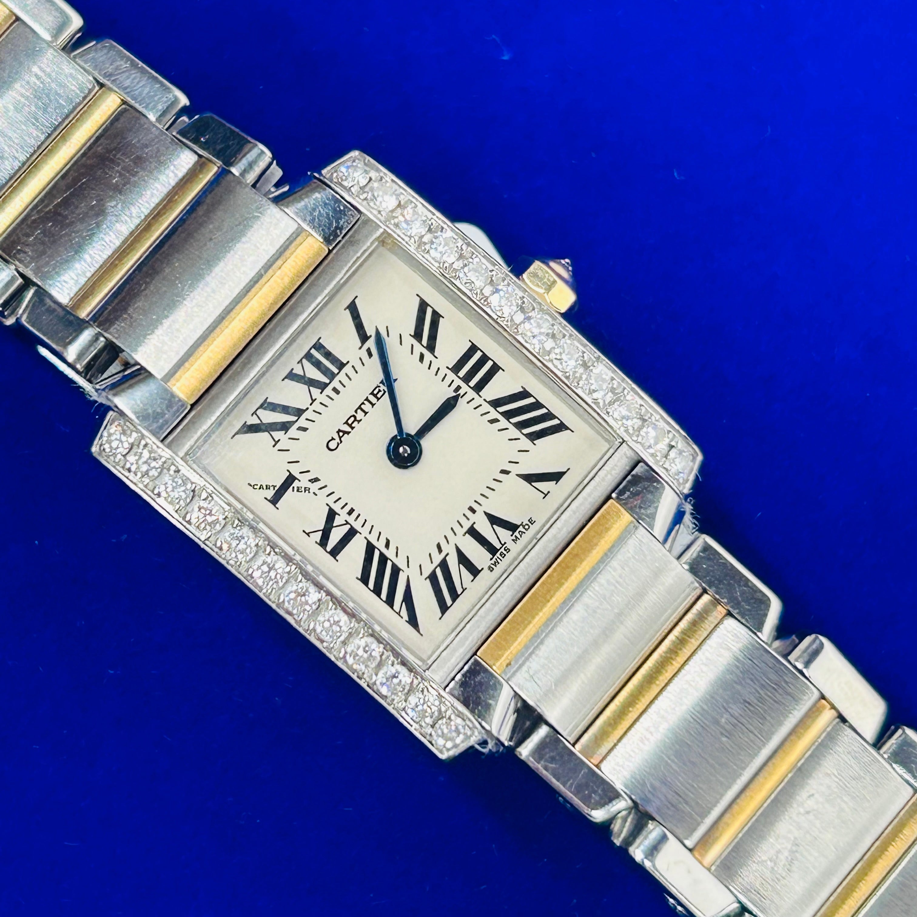 Cartier 18K Yellow Gold & Stainless Steel Tank Francaise Automatic Wrist Watch