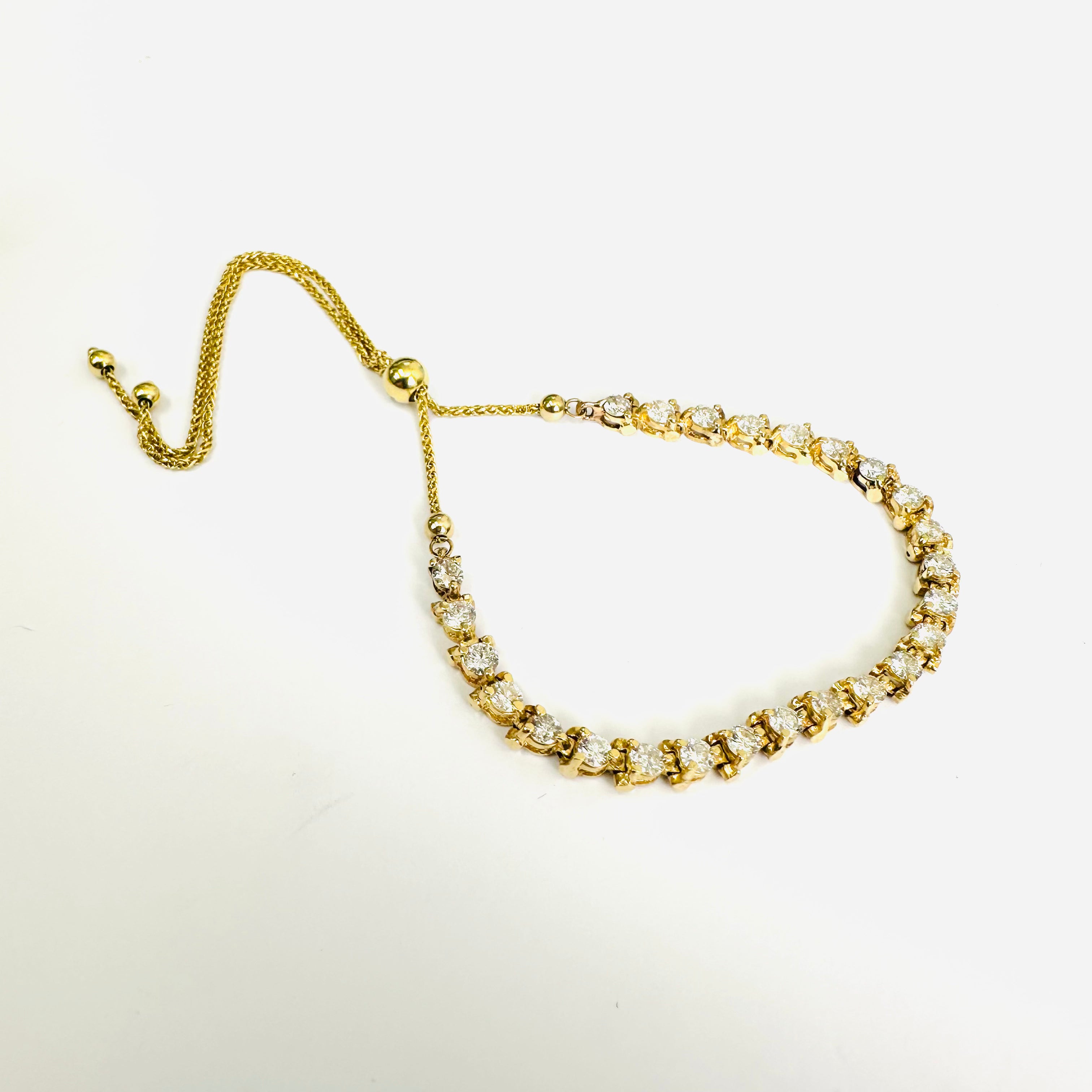 12” 14K Adjustable vintage Diamond Tennis Bracelet