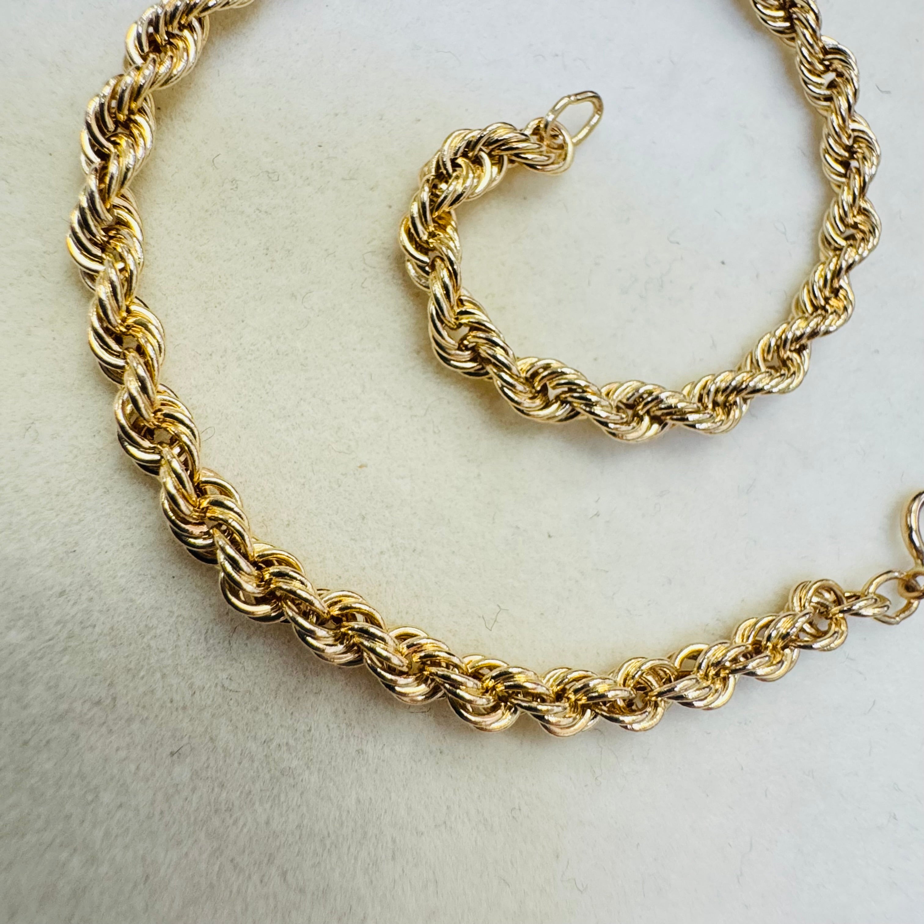14K Yellow Gold 7.25" 3.5mm Rope Chain Bracelet