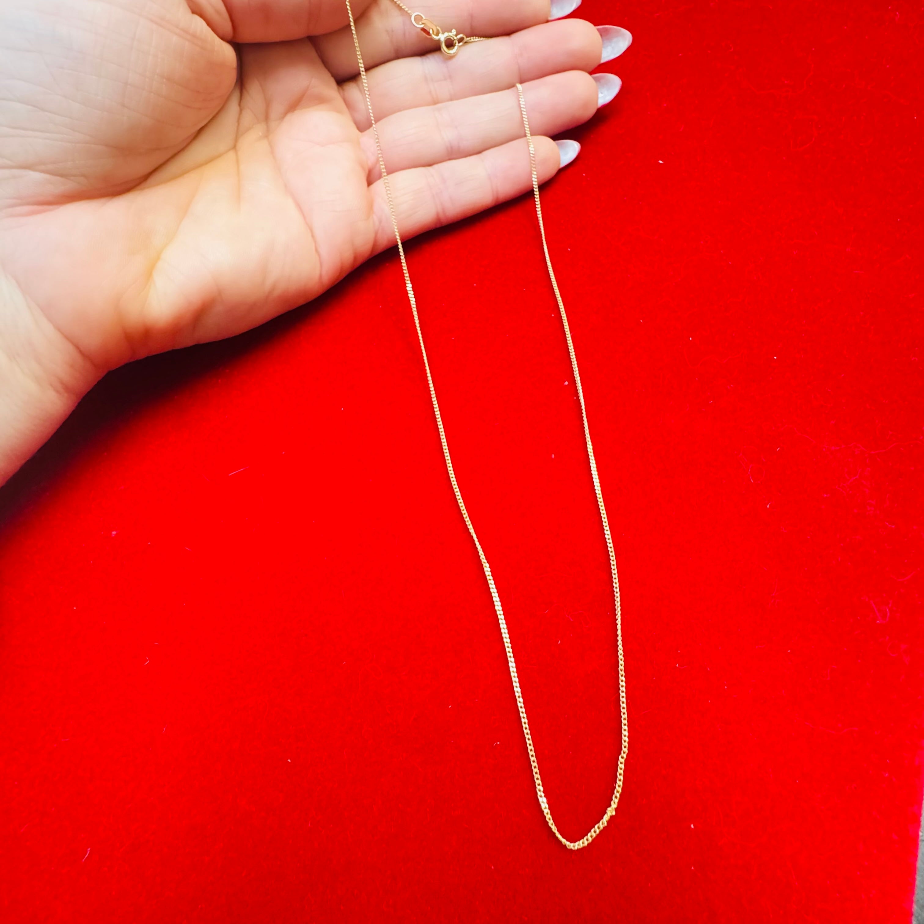 18" 1mm Solid 10K Yellow Gold Curb Link Chain Necklace