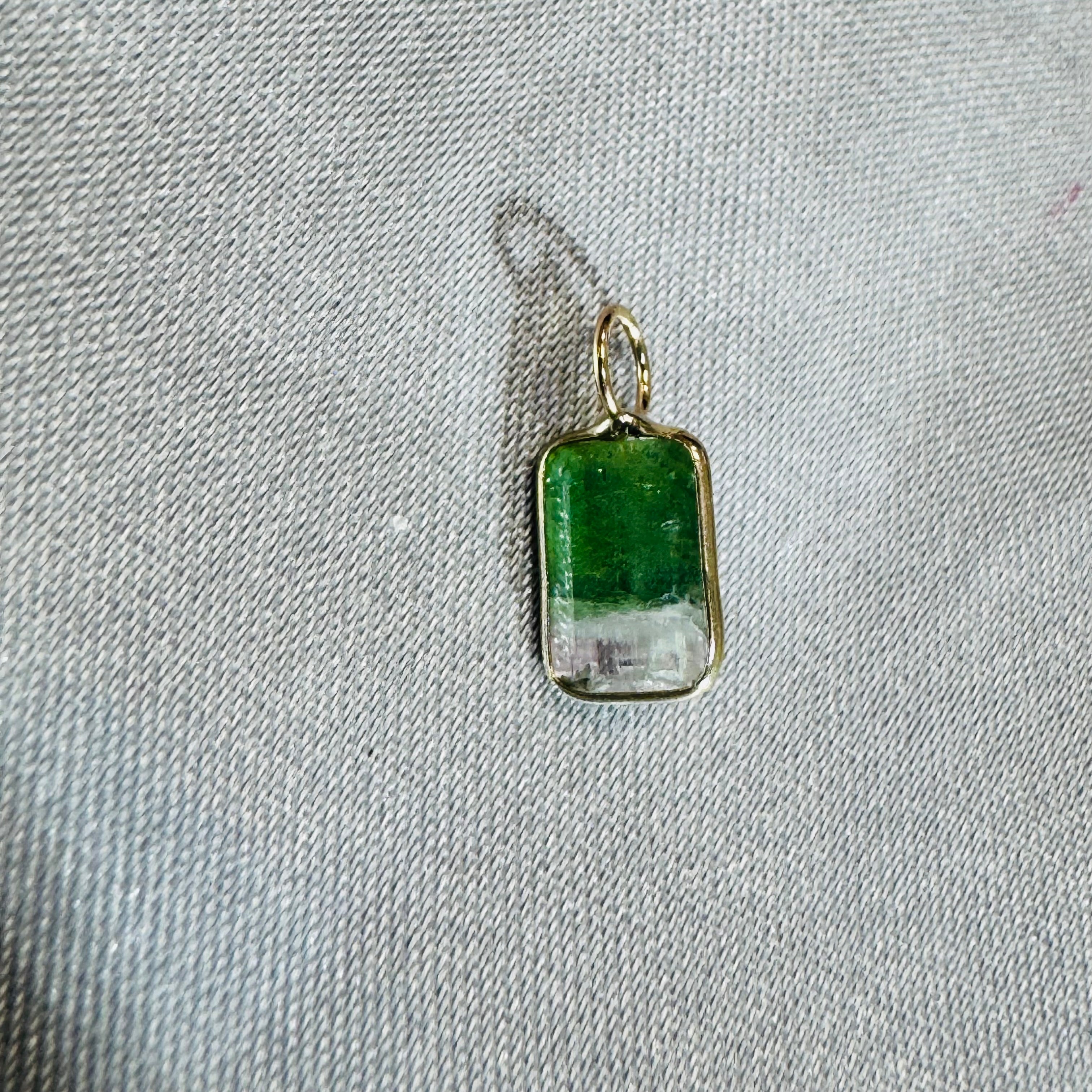Bi Color Tourmaline Pendant 14K Yellow Gold