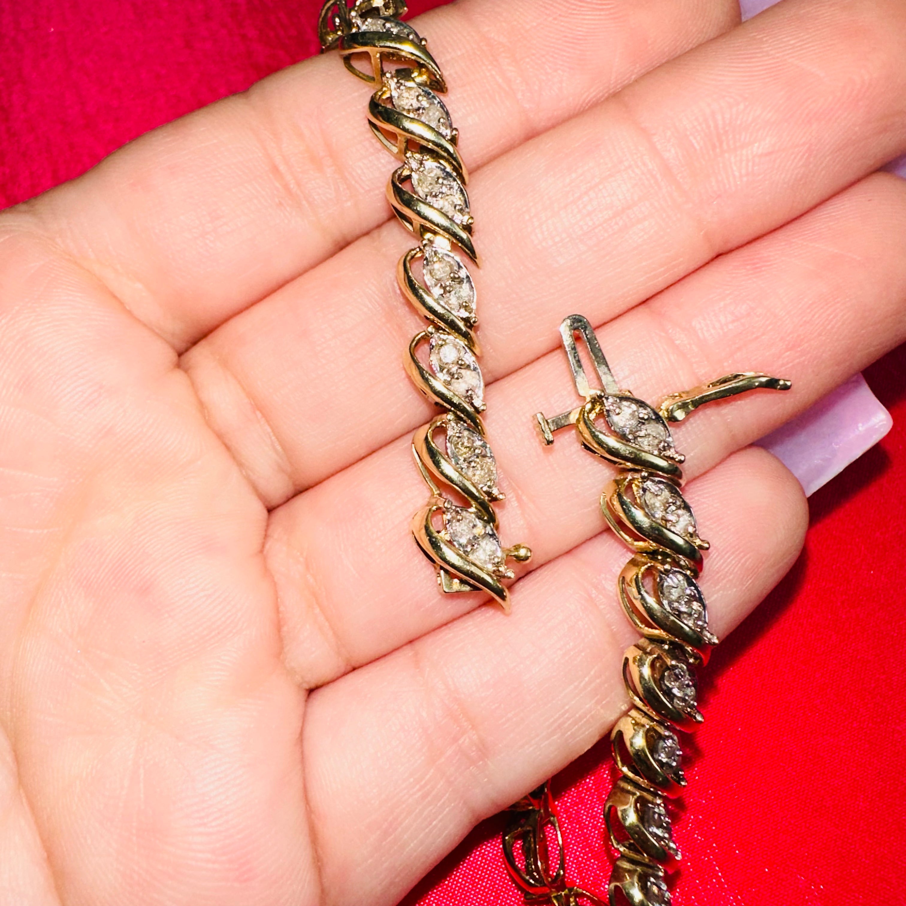 8” 10K Vintage Tennis Diamond Bracelet