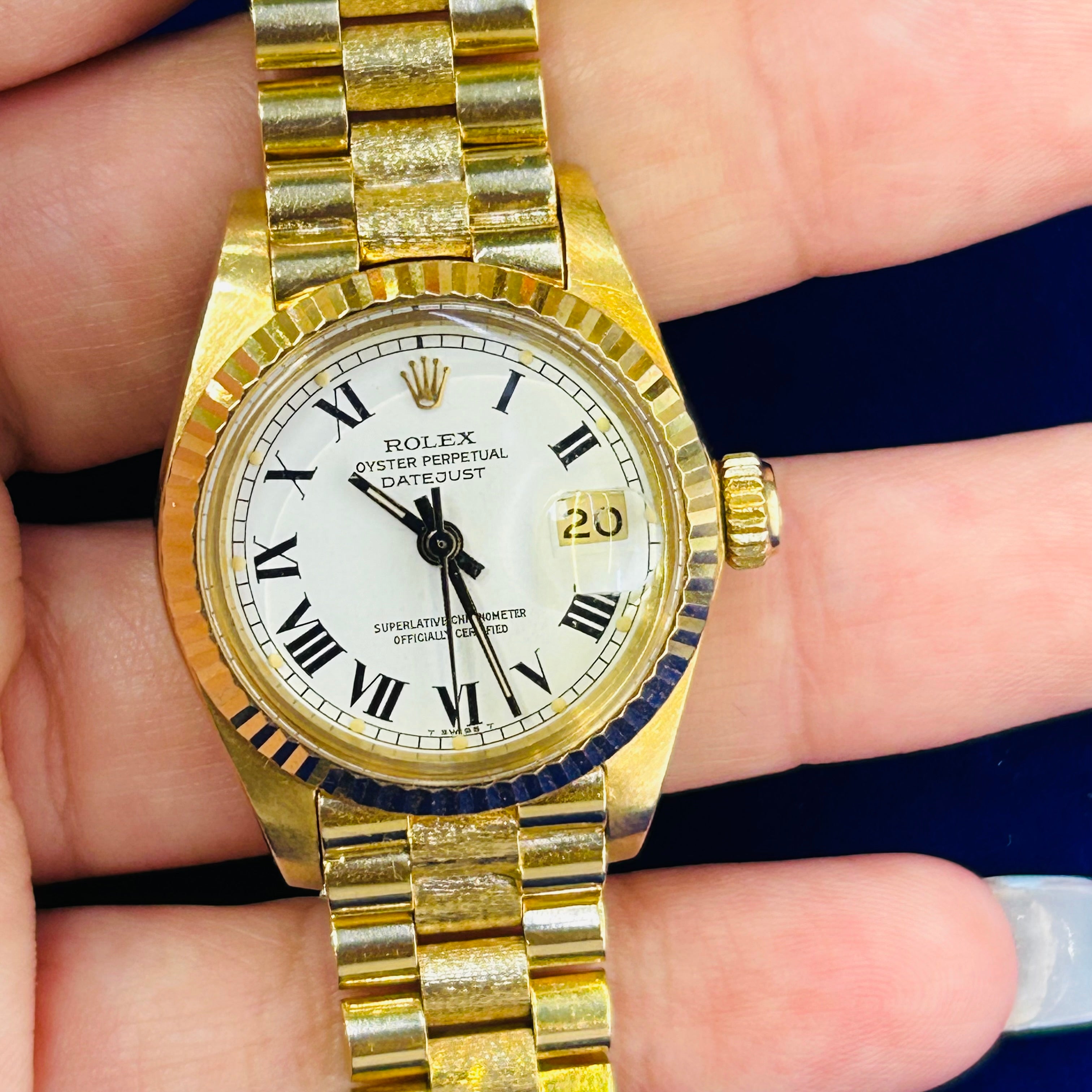 Vintage 18K Yellow Gold 26MM Oyster Jubilee Perpetual Datejust Rolex Watch Year 1983