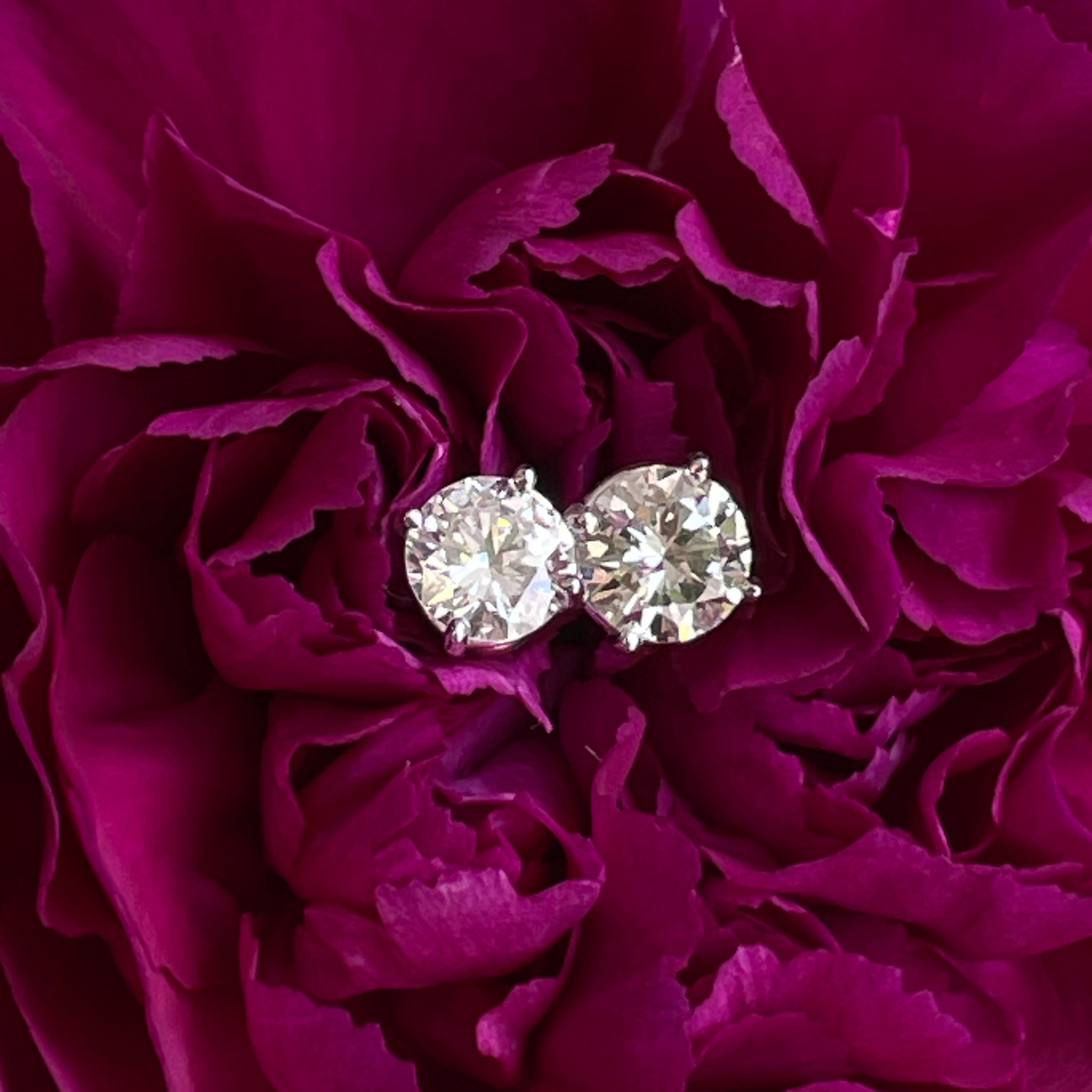 1.4CT Round Brilliant Diamond Stud Earrings 14K White Gold
