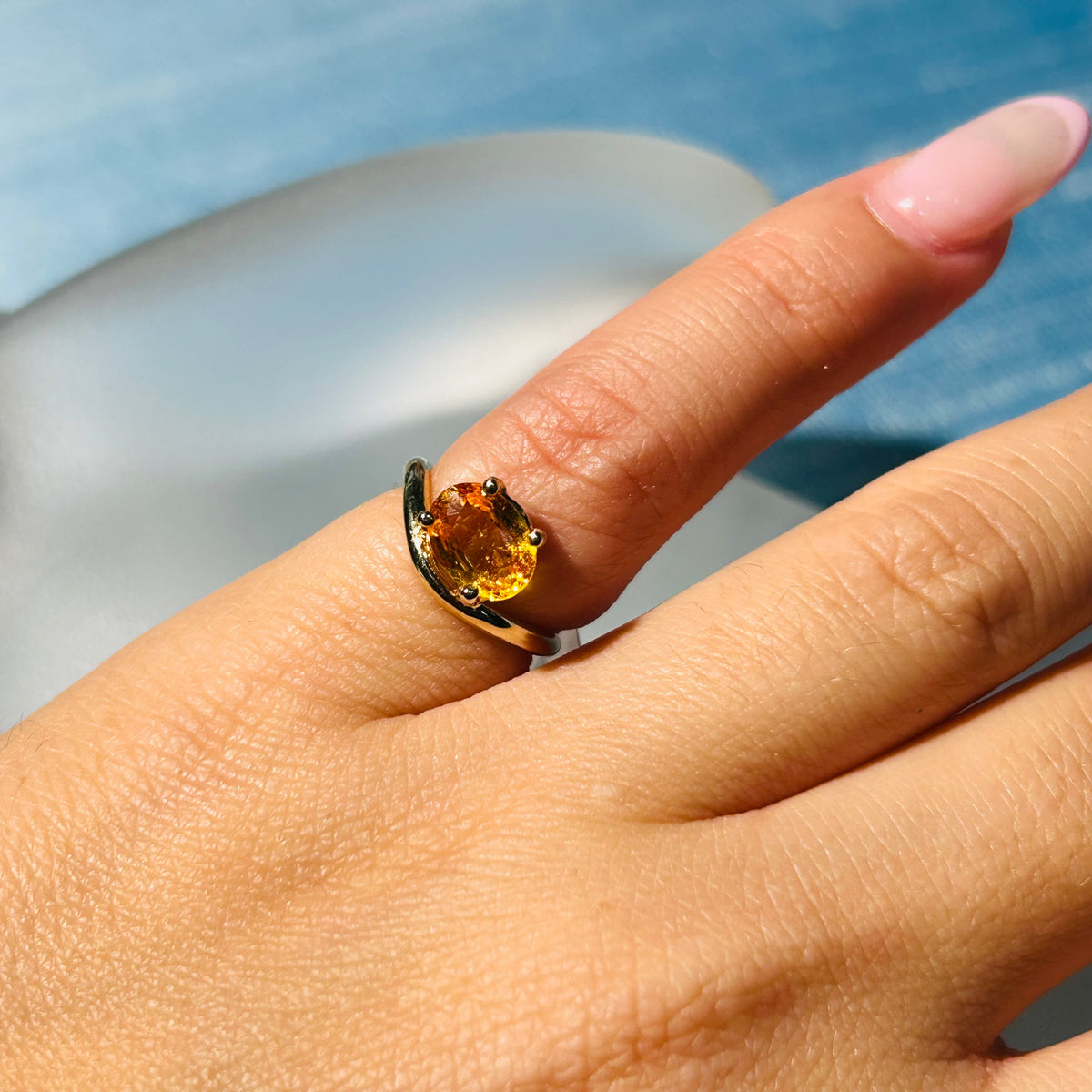 14k Yellow Gold Yellow Sapphire Wavy Pinky Ring Size 1.5