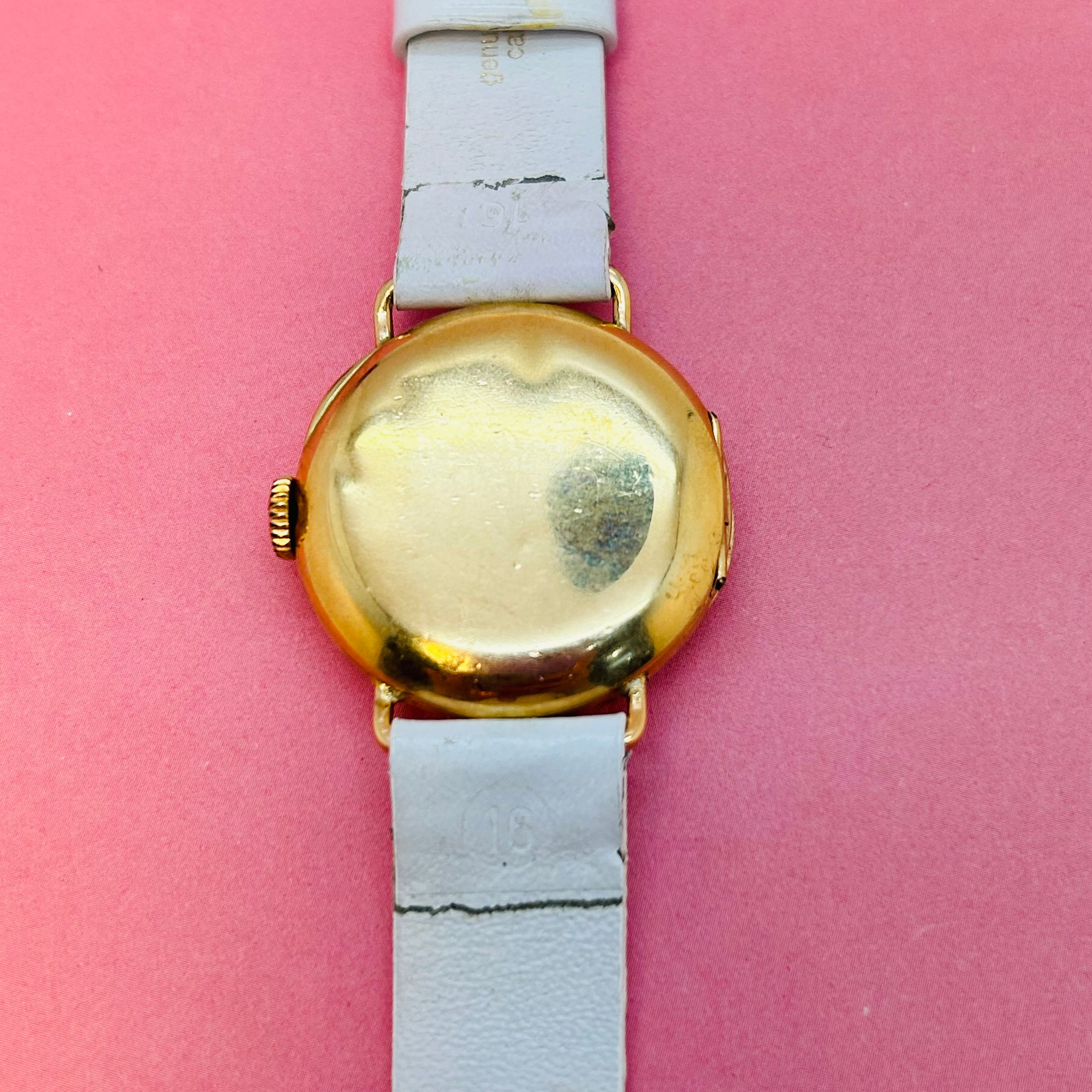 Antique Omega 18K Yellow Gold Pocket Watch Conversion Wrist Watch 32mm