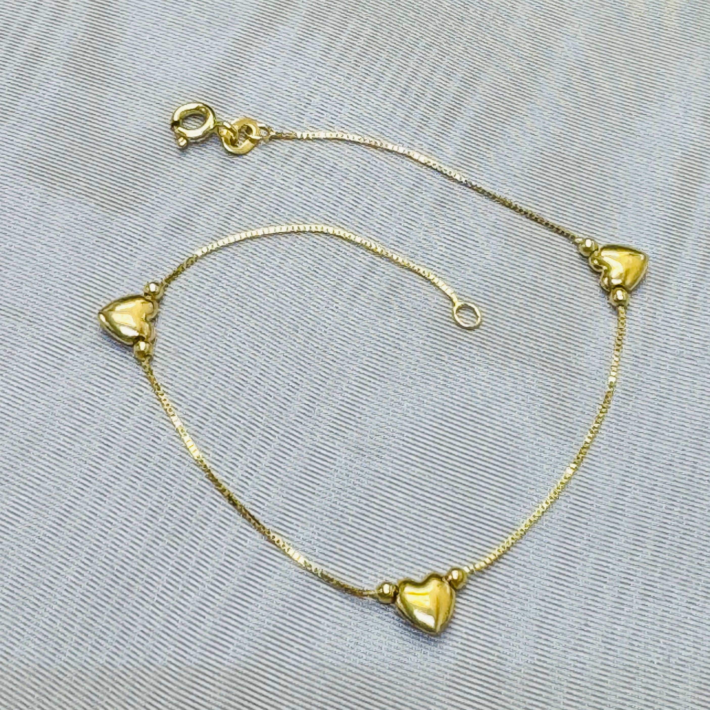 14K Yellow Gold Puffed Heart Bracelet