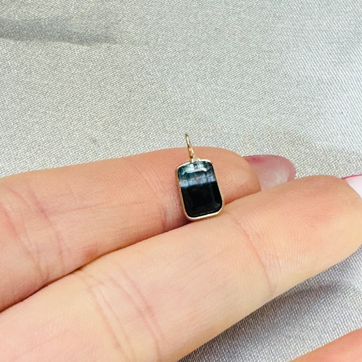 Bi Color Tourmaline Pendant 14K Yellow Gold