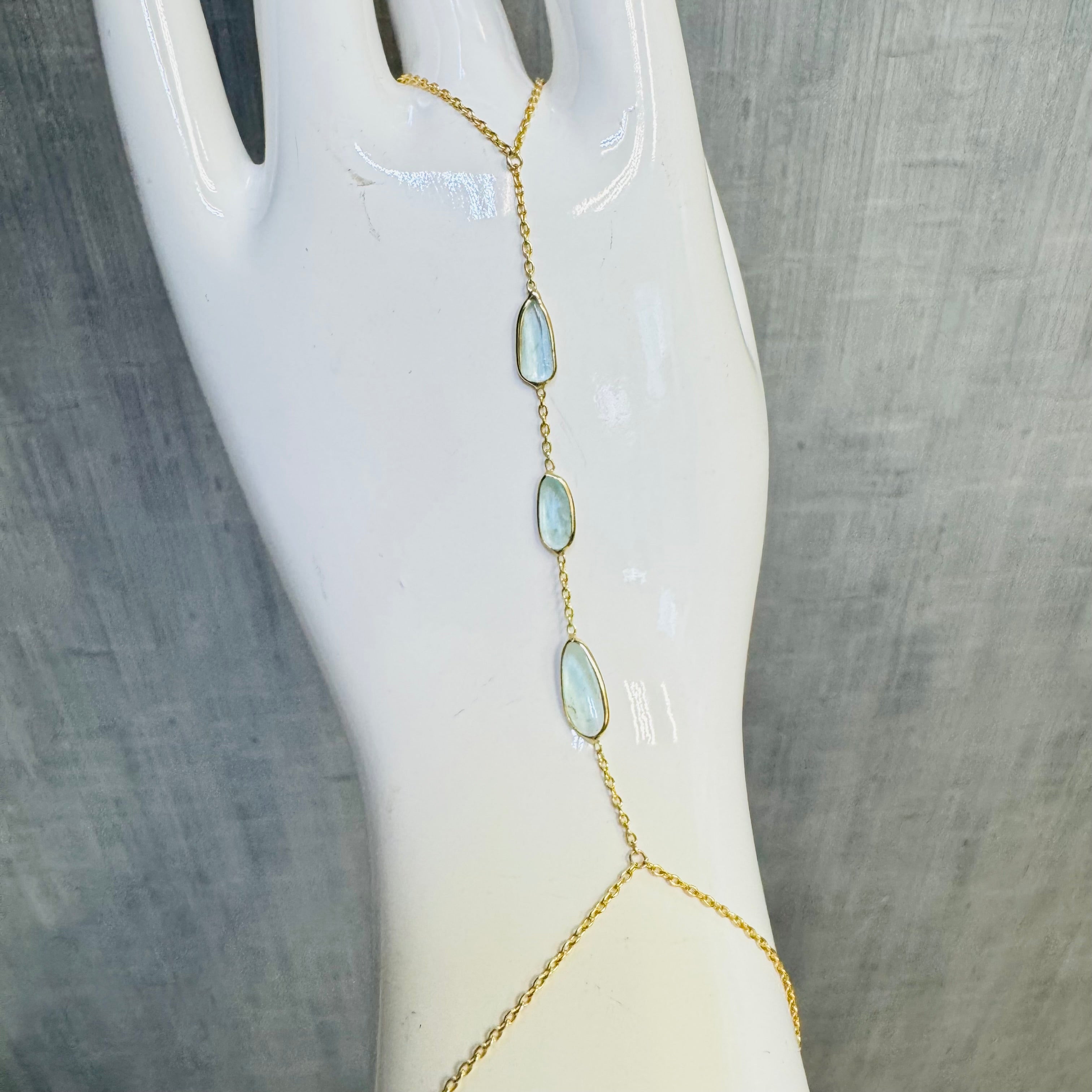 14K Yellow Gold Teal Paraiba Tourmaline Handchain