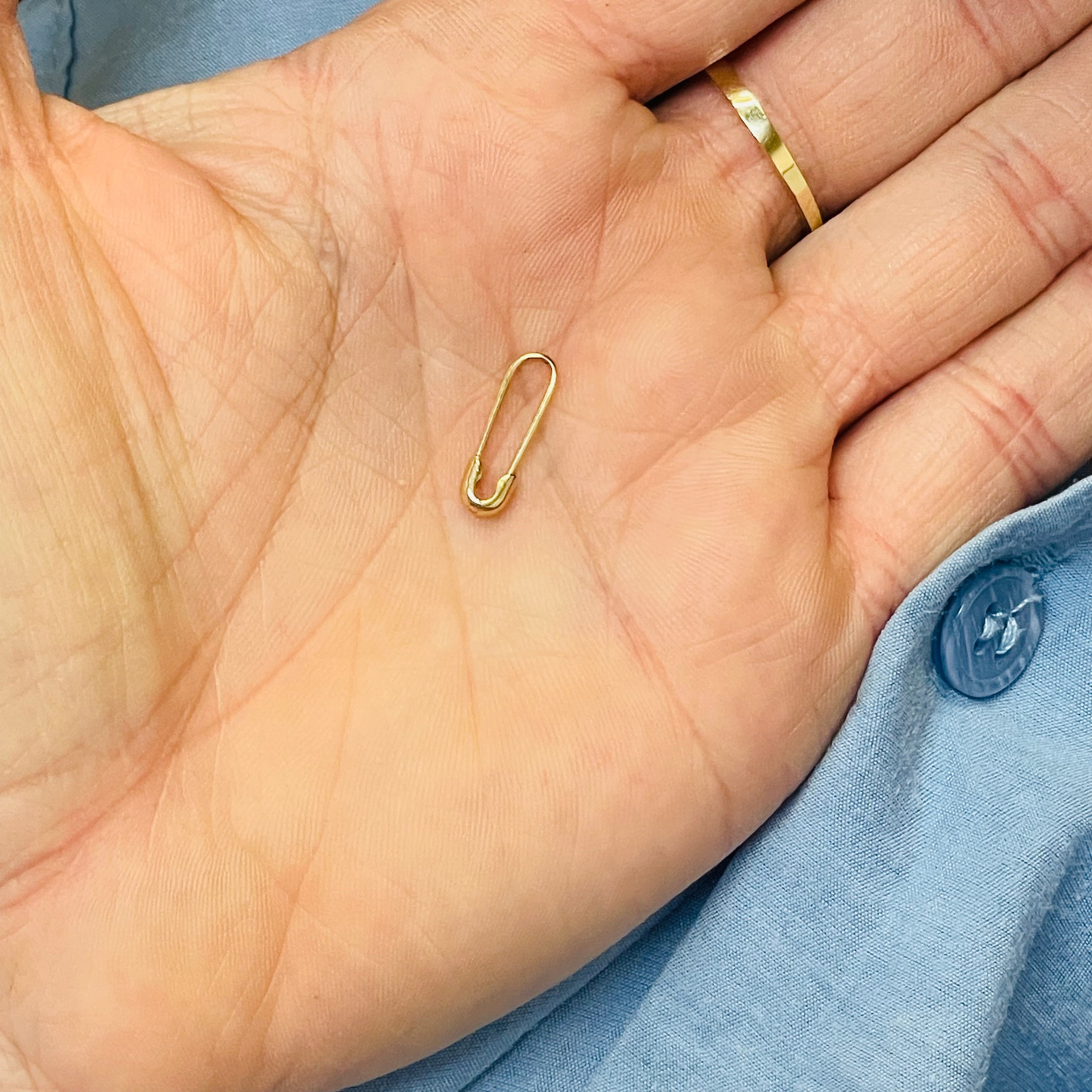 Solid 14K Gold Mini Safety Pin Clasp Connecter